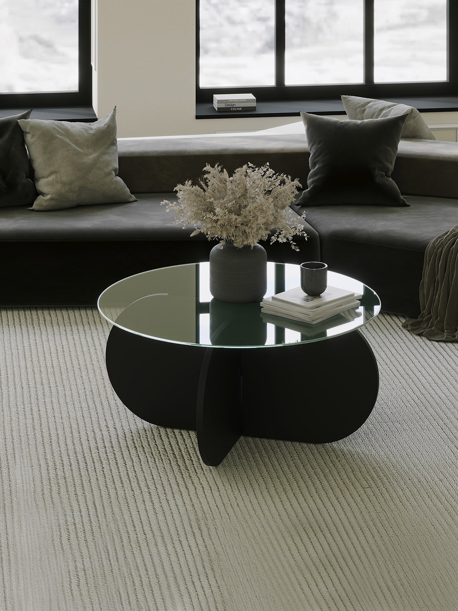 Bubble Coffee Table Clear Glass - Black1