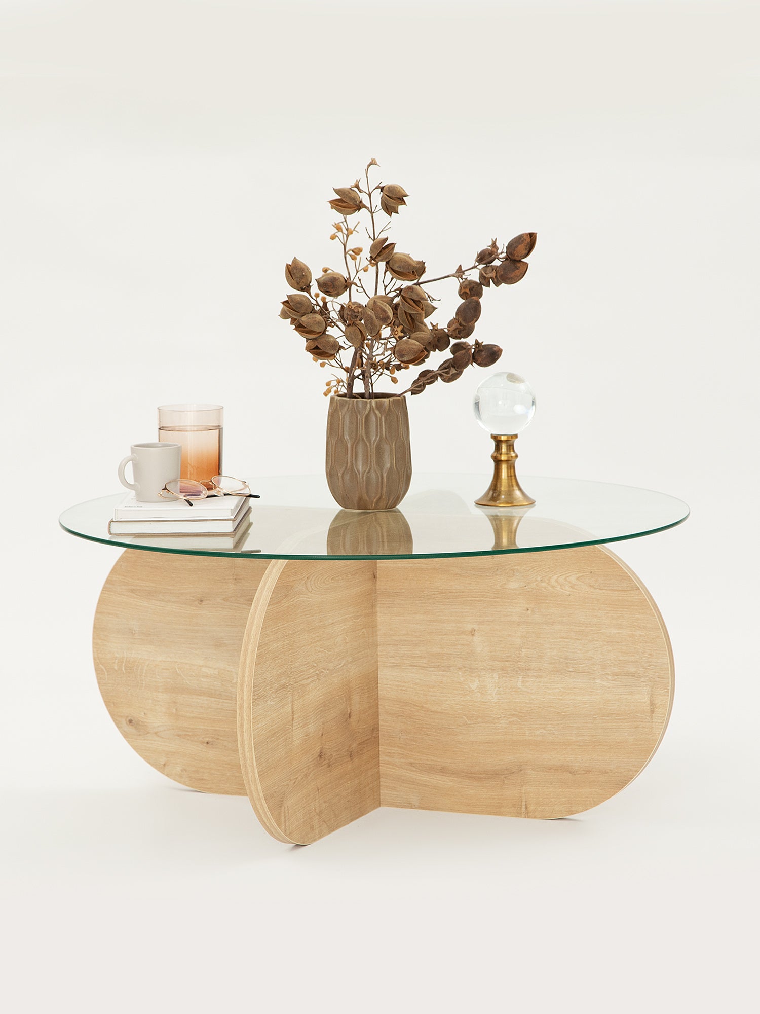 Bubble Coffee Table Clear Glass - Oak