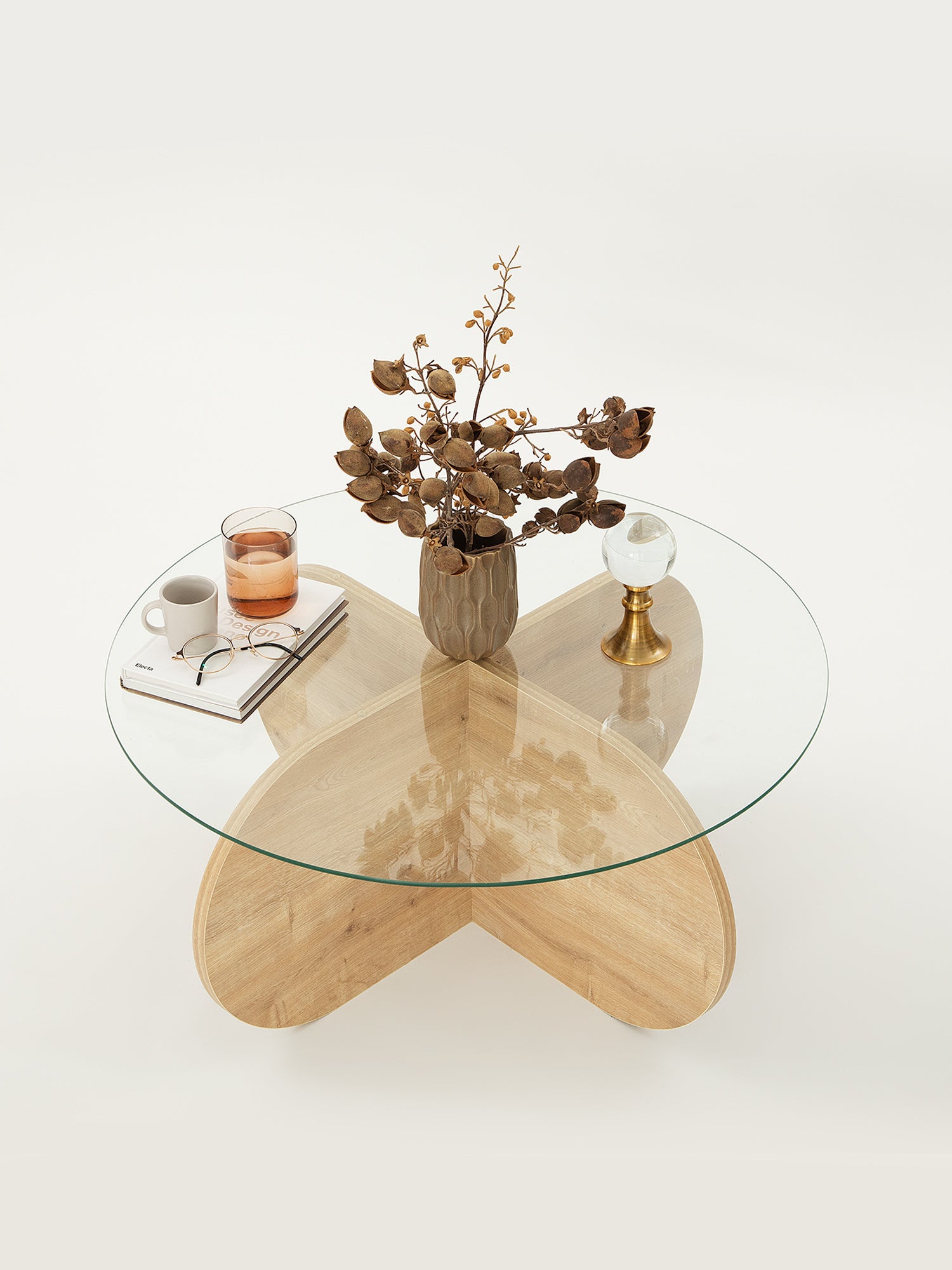 Bubble Coffee Table Clear Glass - Oak10