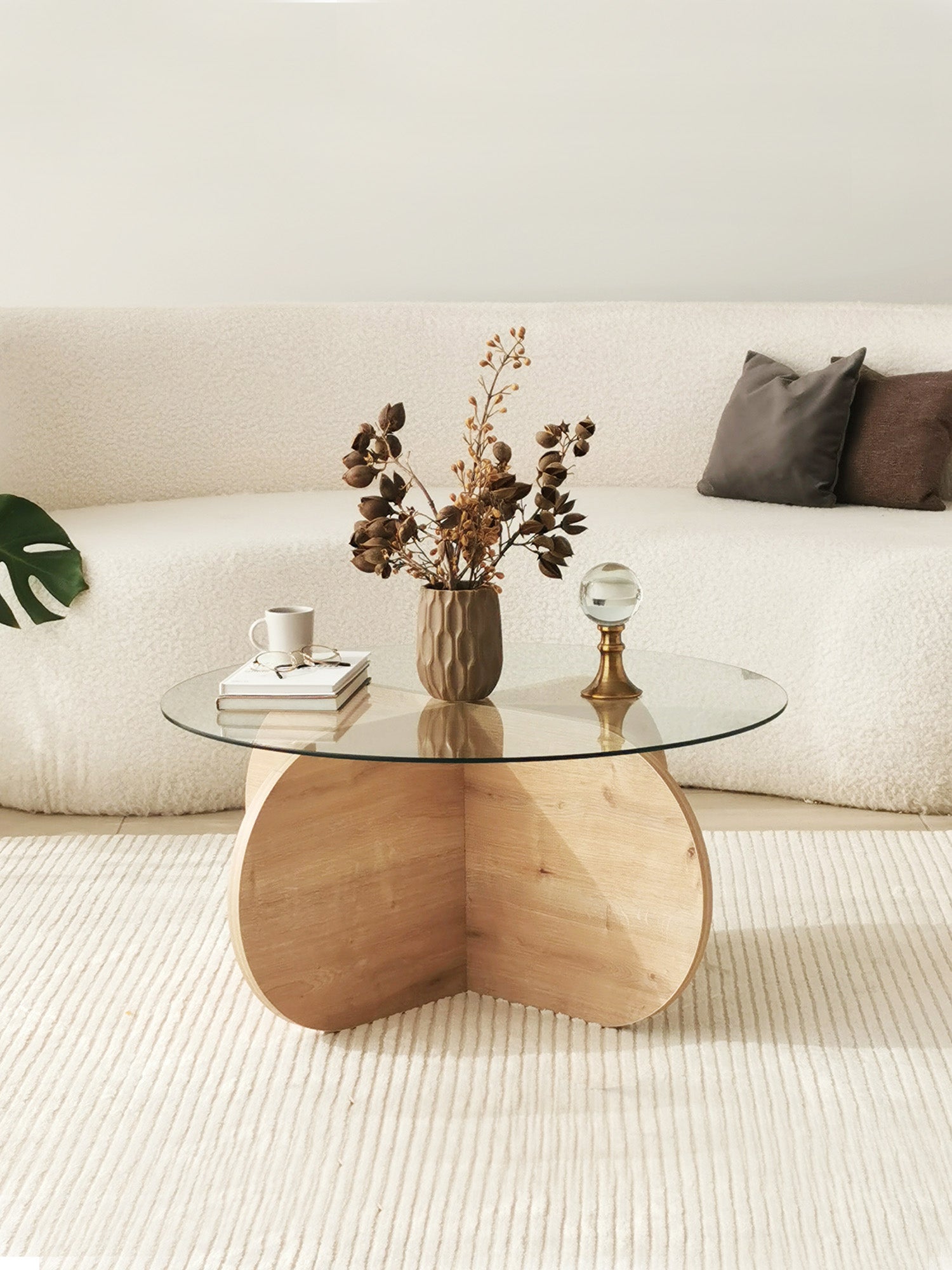 Bubble Coffee Table Clear Glass - Oak2