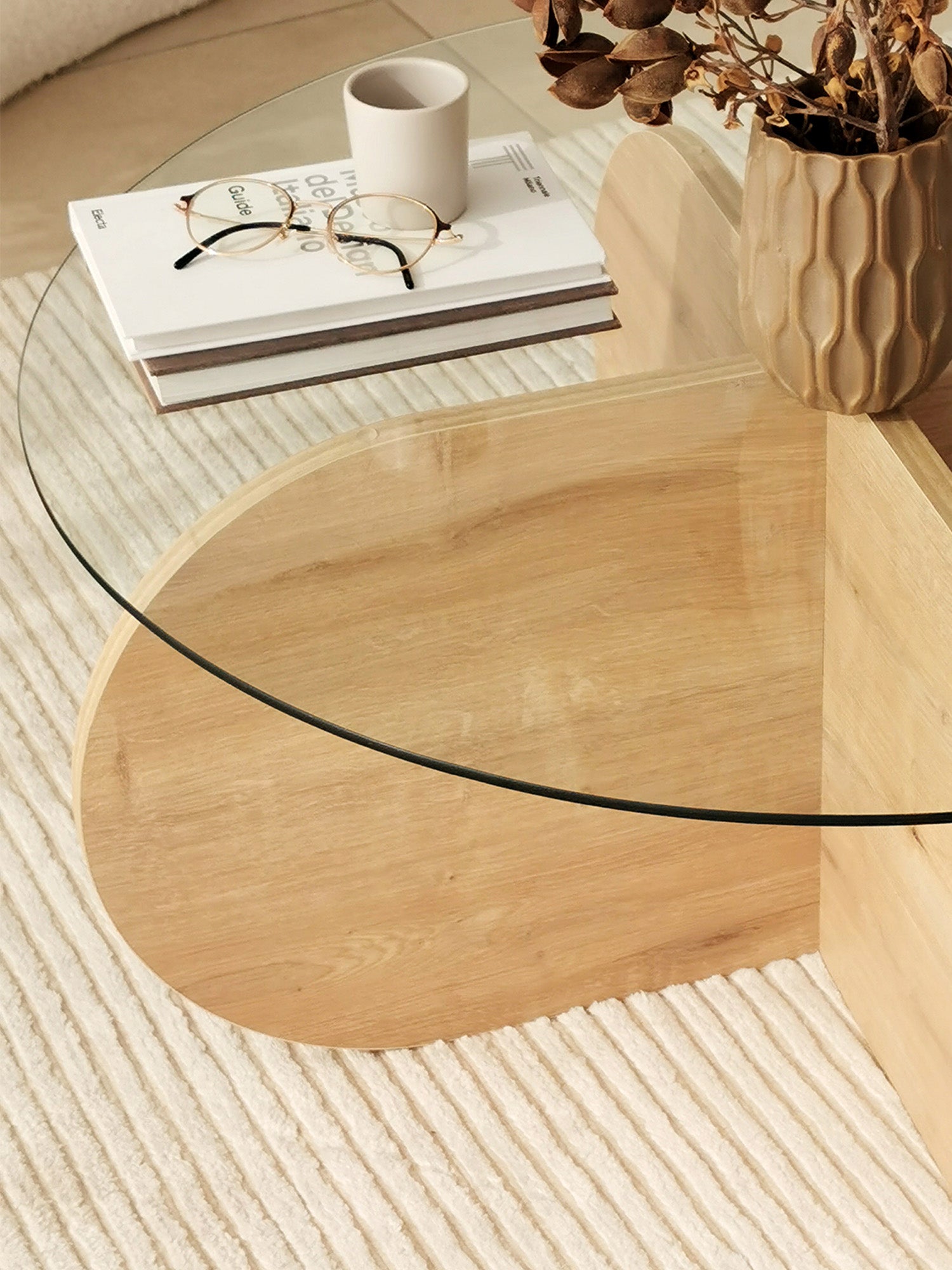 Bubble Coffee Table Clear Glass - Oak3