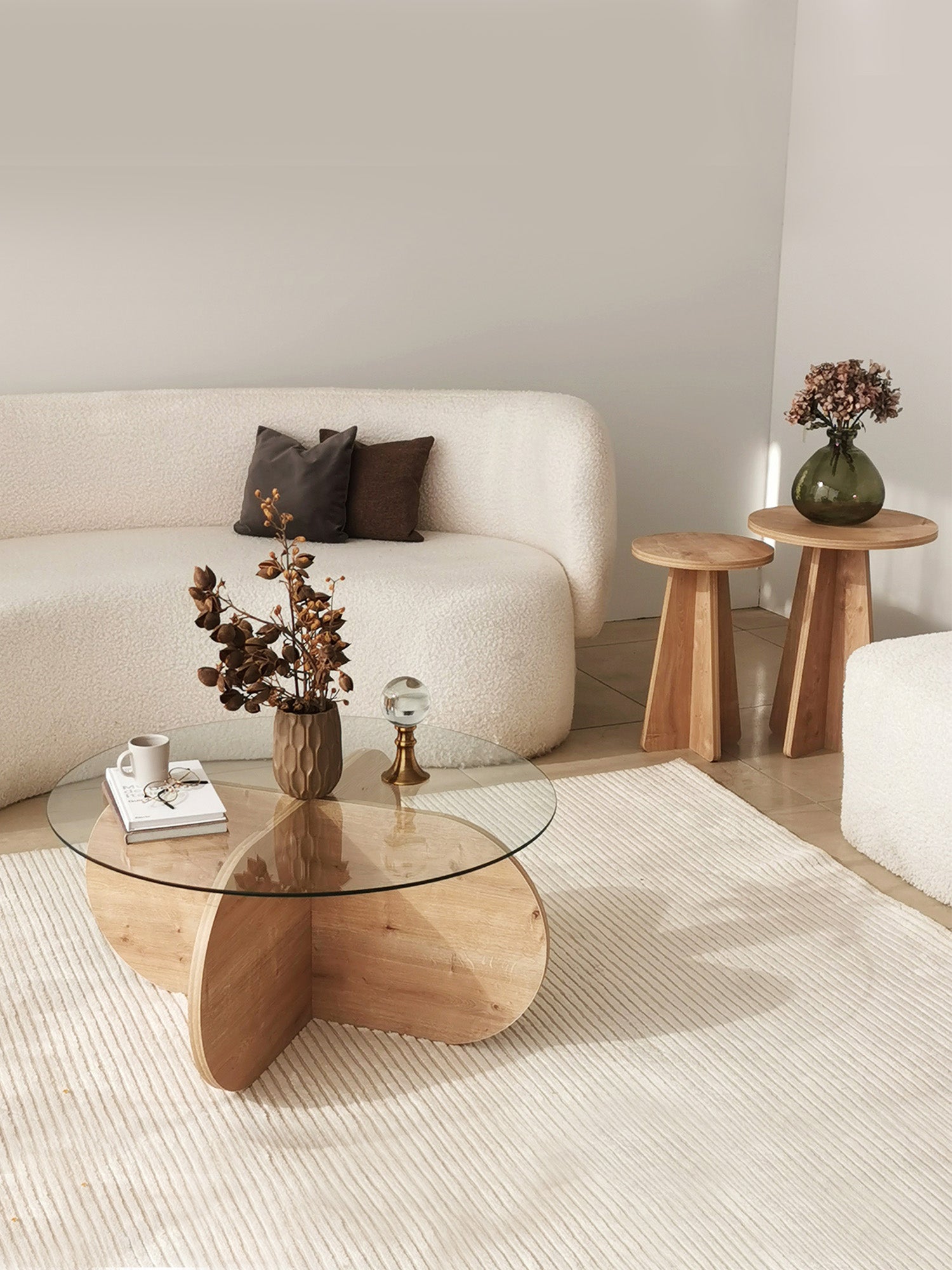 Bubble Coffee Table Clear Glass - Oak5