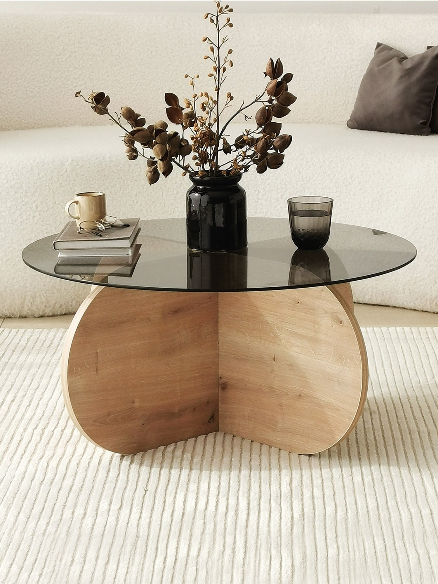 Bubble Coffee Table Smoked Glass - Oak13