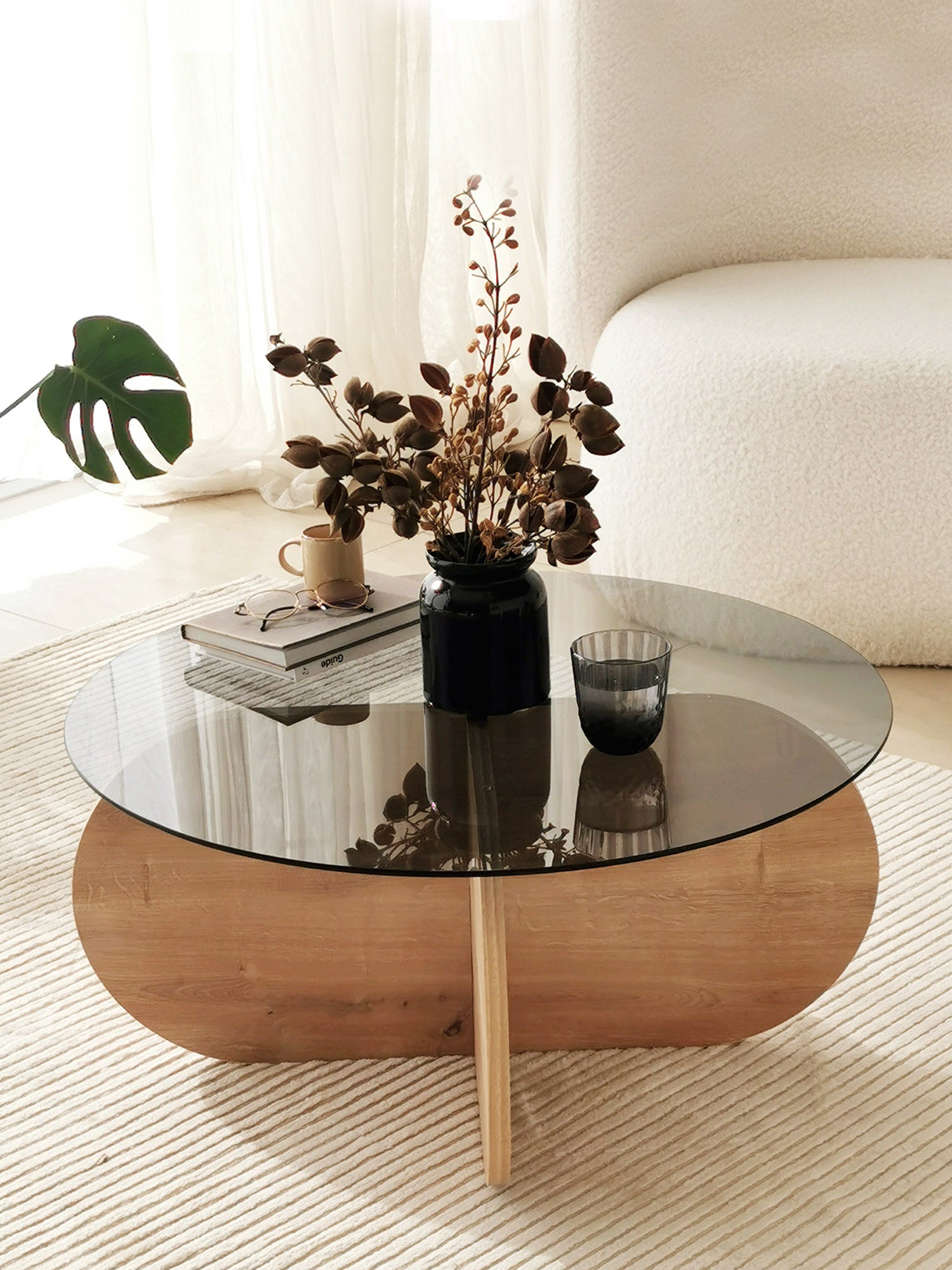 Bubble Coffee Table Smoked Glass - Oak5