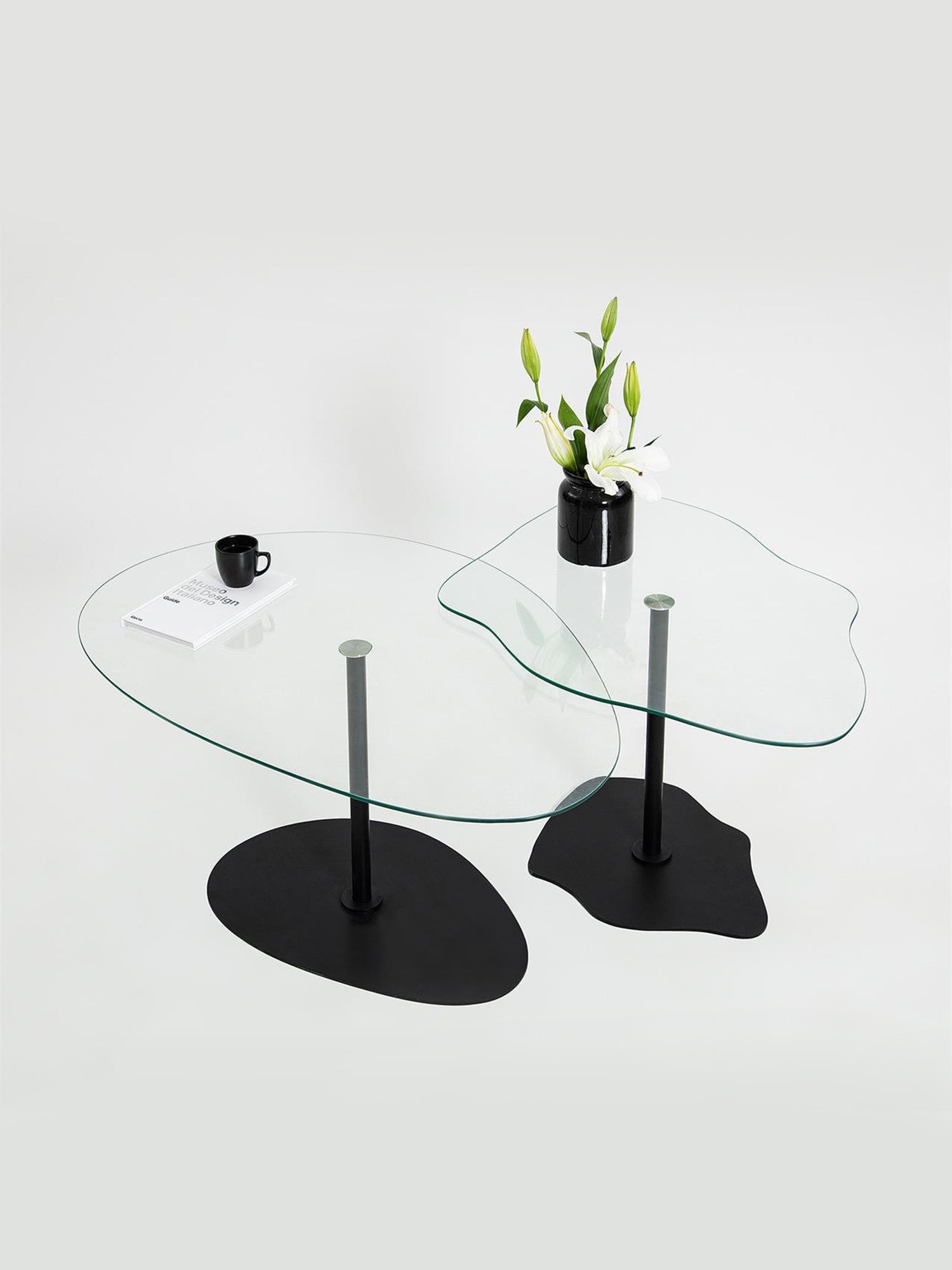 Dior & Porto Clear Glass Nesting Table Black4