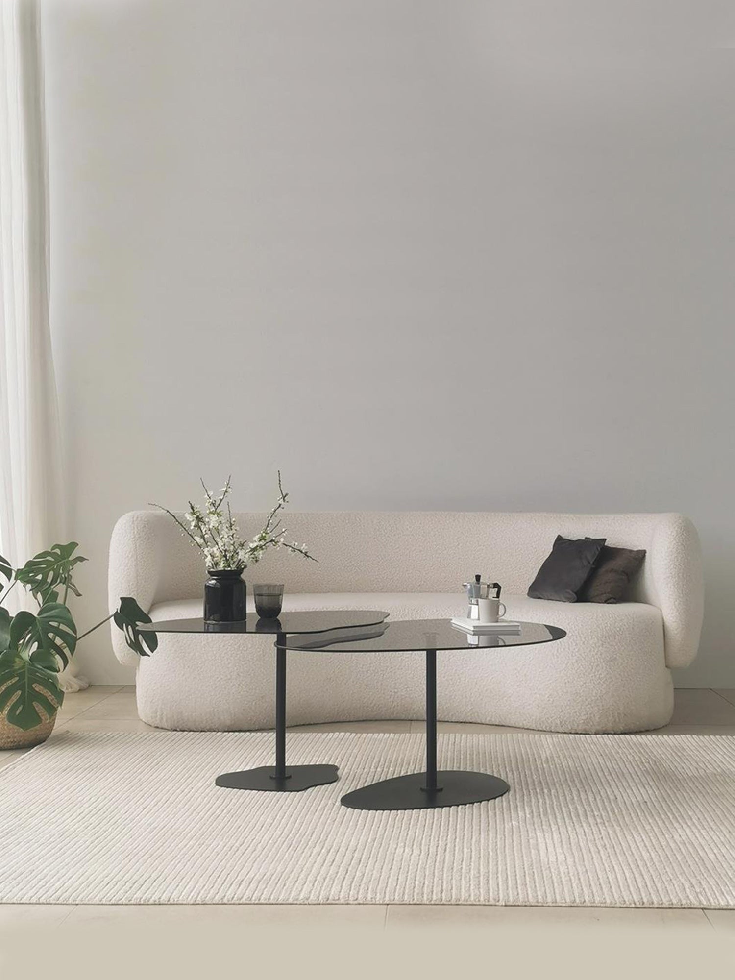 Dior & Porto Clear Glass Nesting Table Black5