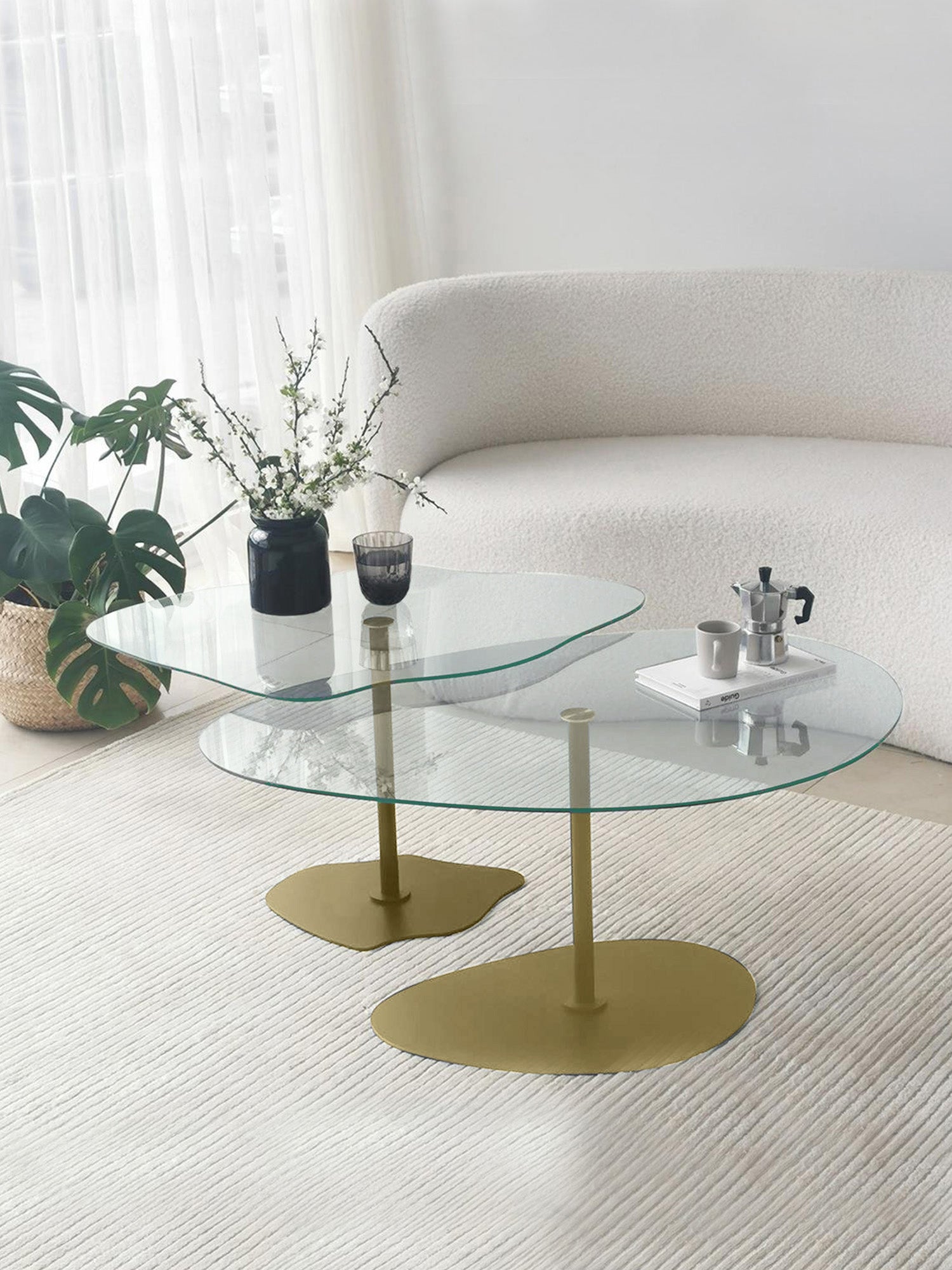 Dior & Porto Clear Glass Nesting Table Gold1