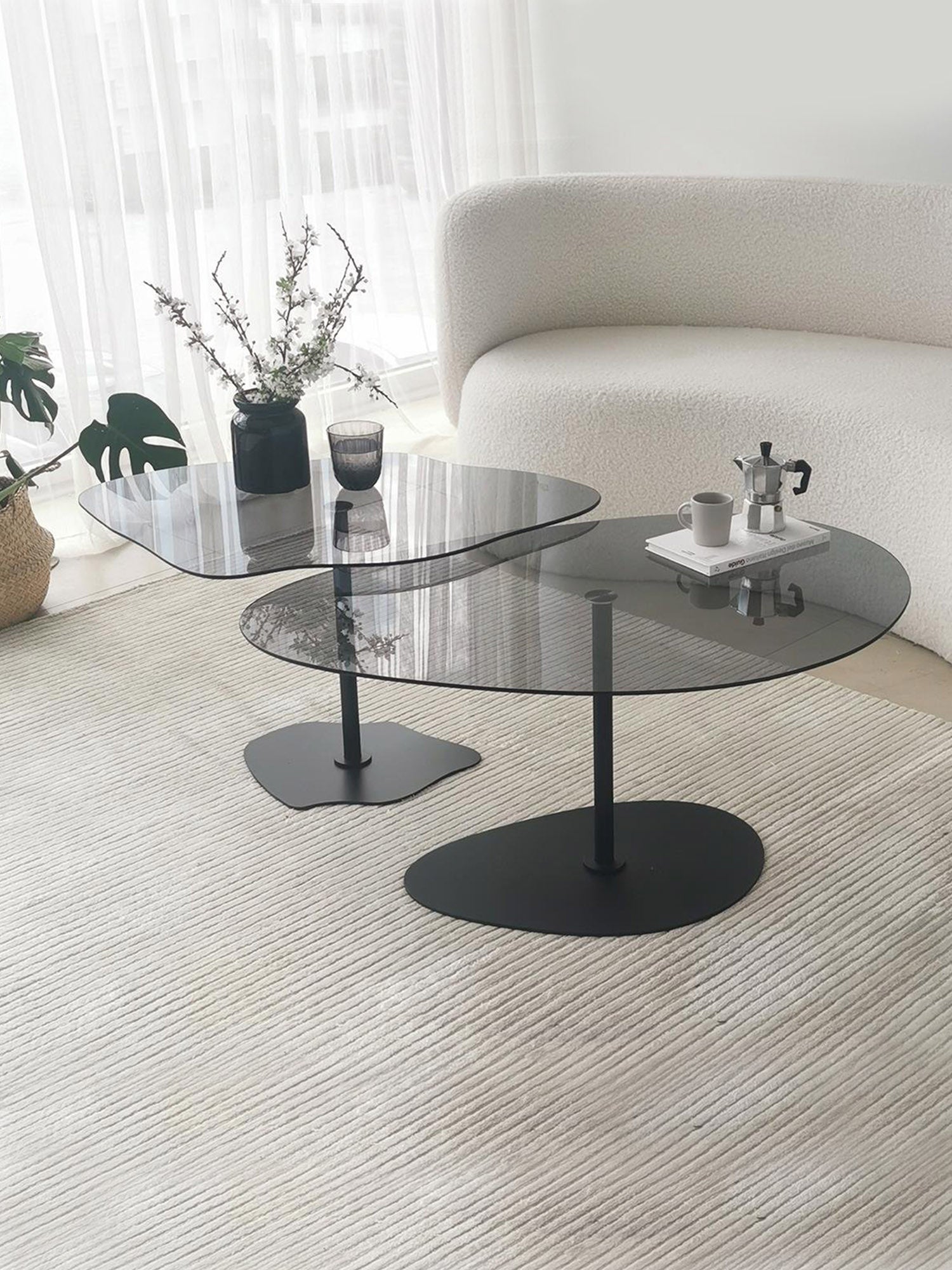 Dior & Porto Clear Smoked Nesting Table Black4