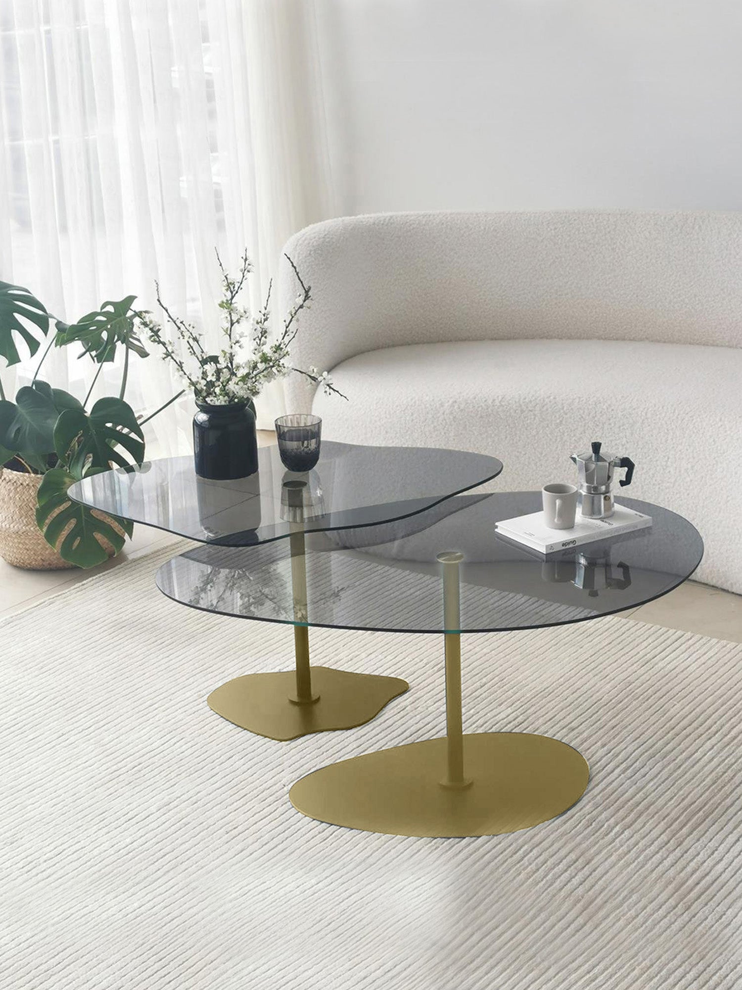 Dior & Porto Clear Smoked Nesting Table Gold1