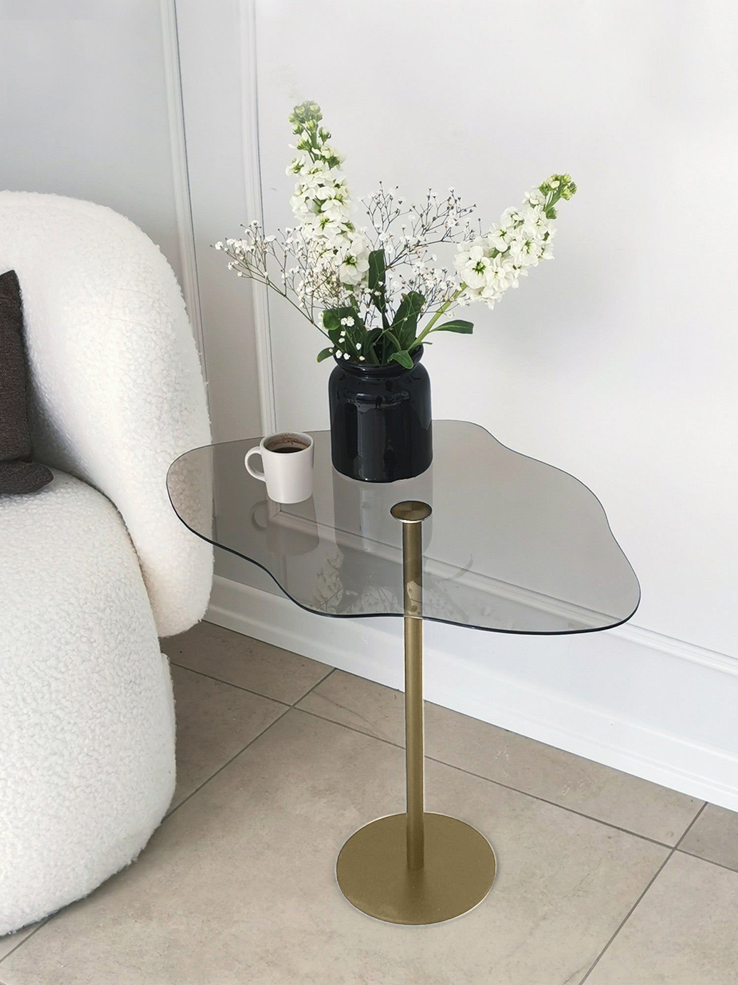 Dior Side Table Smoked Glass - Gold1