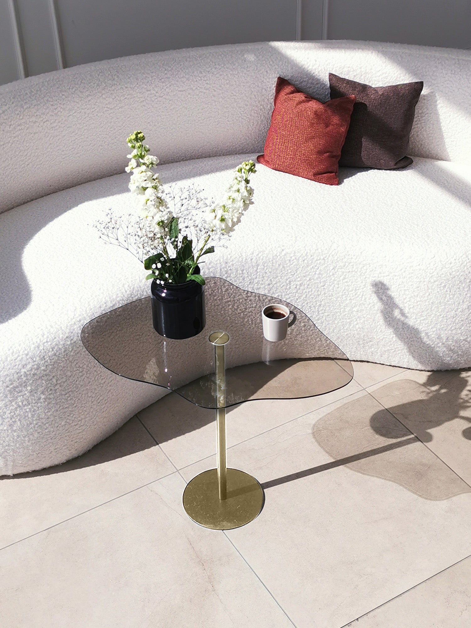 Dior Side Table Smoked Glass - Gold2