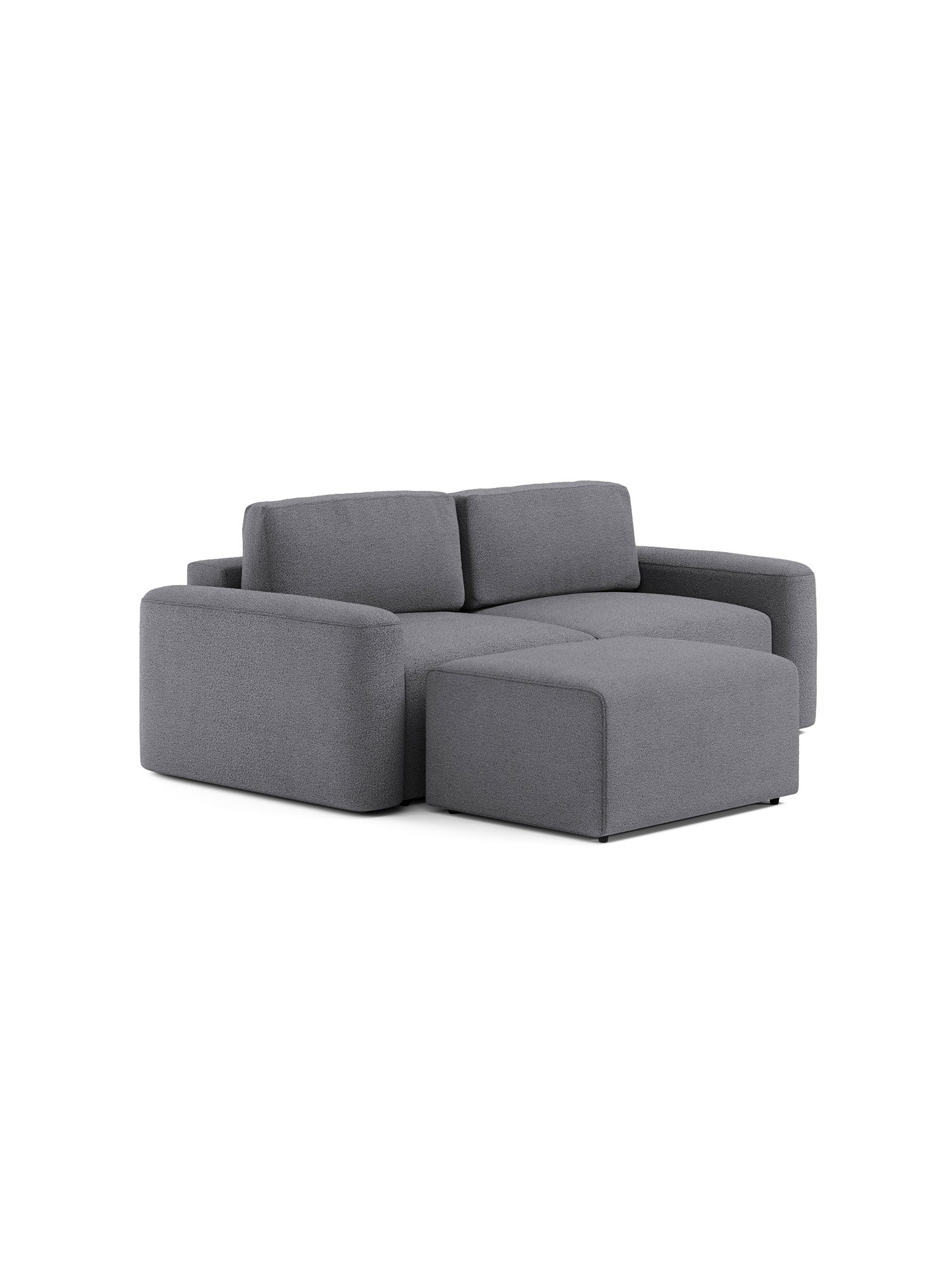 Loop Modular Sofa Bed 2 Seater with Pouf Teddy Grey
