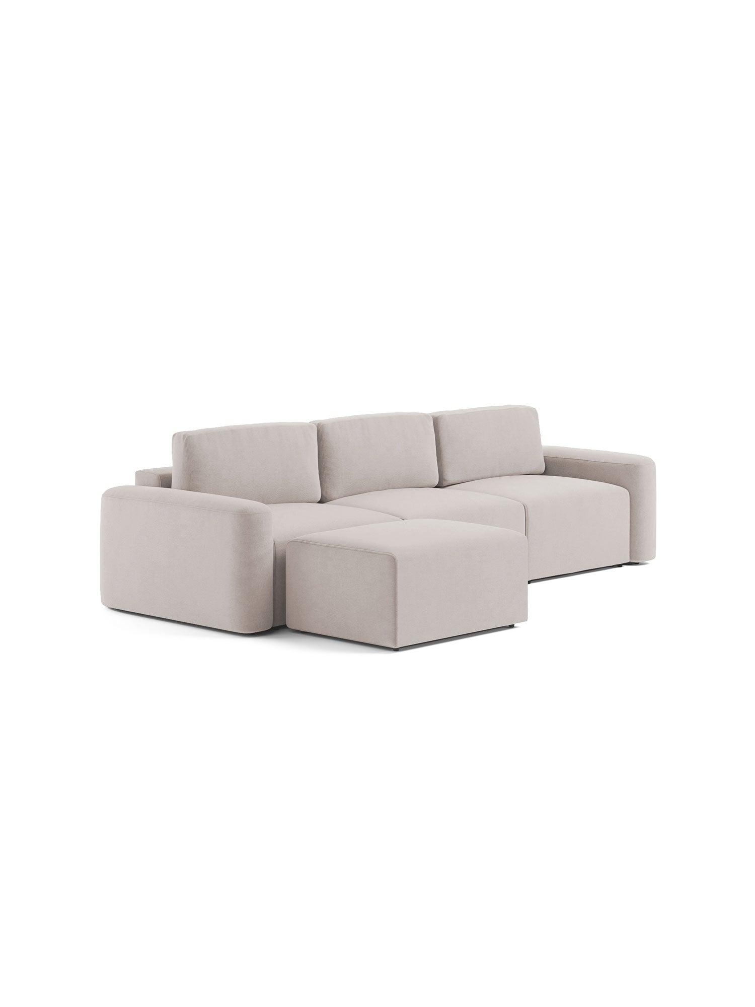 Loop Modular Sofa Bed 3 Seater with Pouf Blush Beige