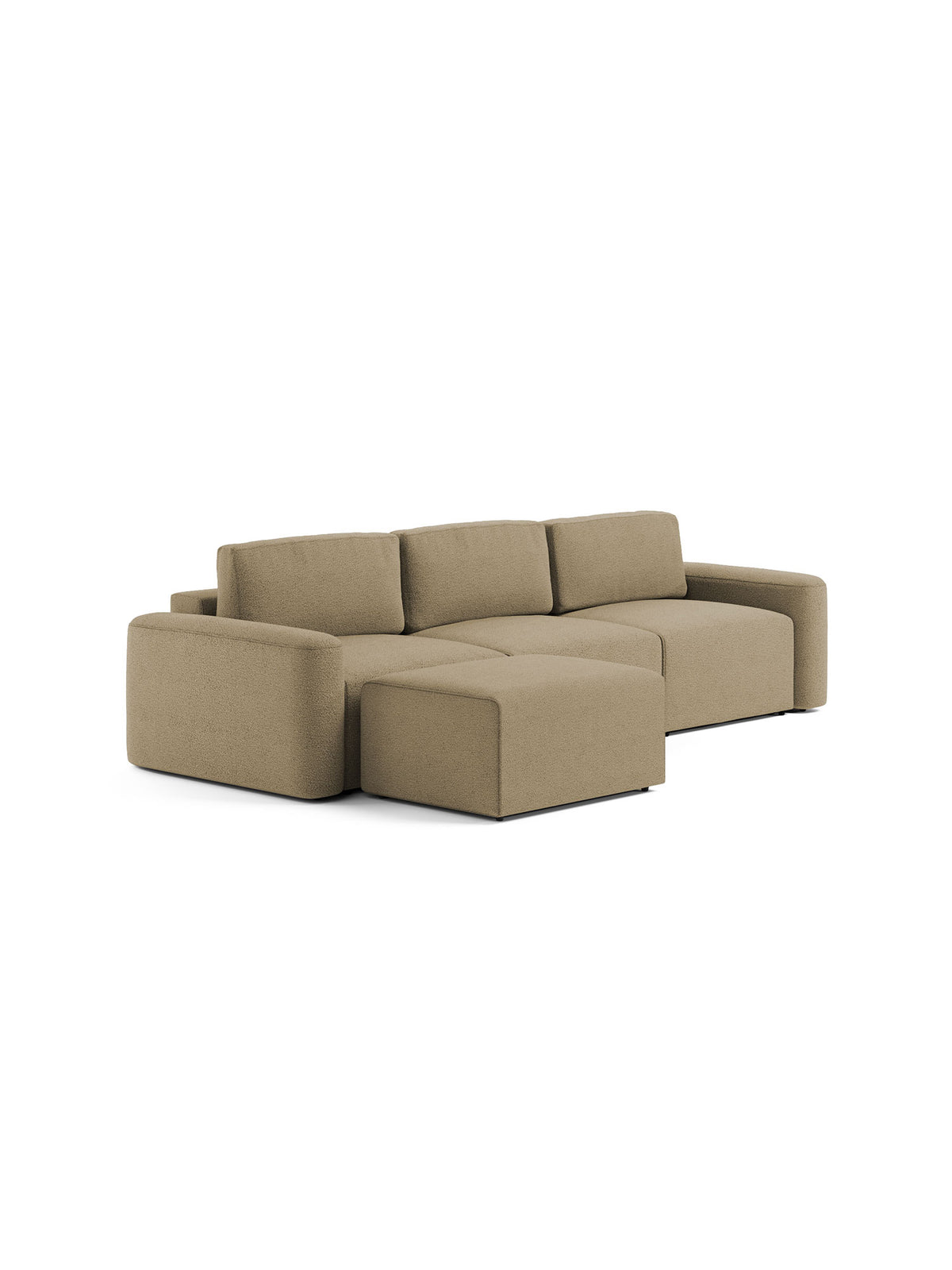 Loop Modular Sofa 3 Seater with Pouf Teddy Green