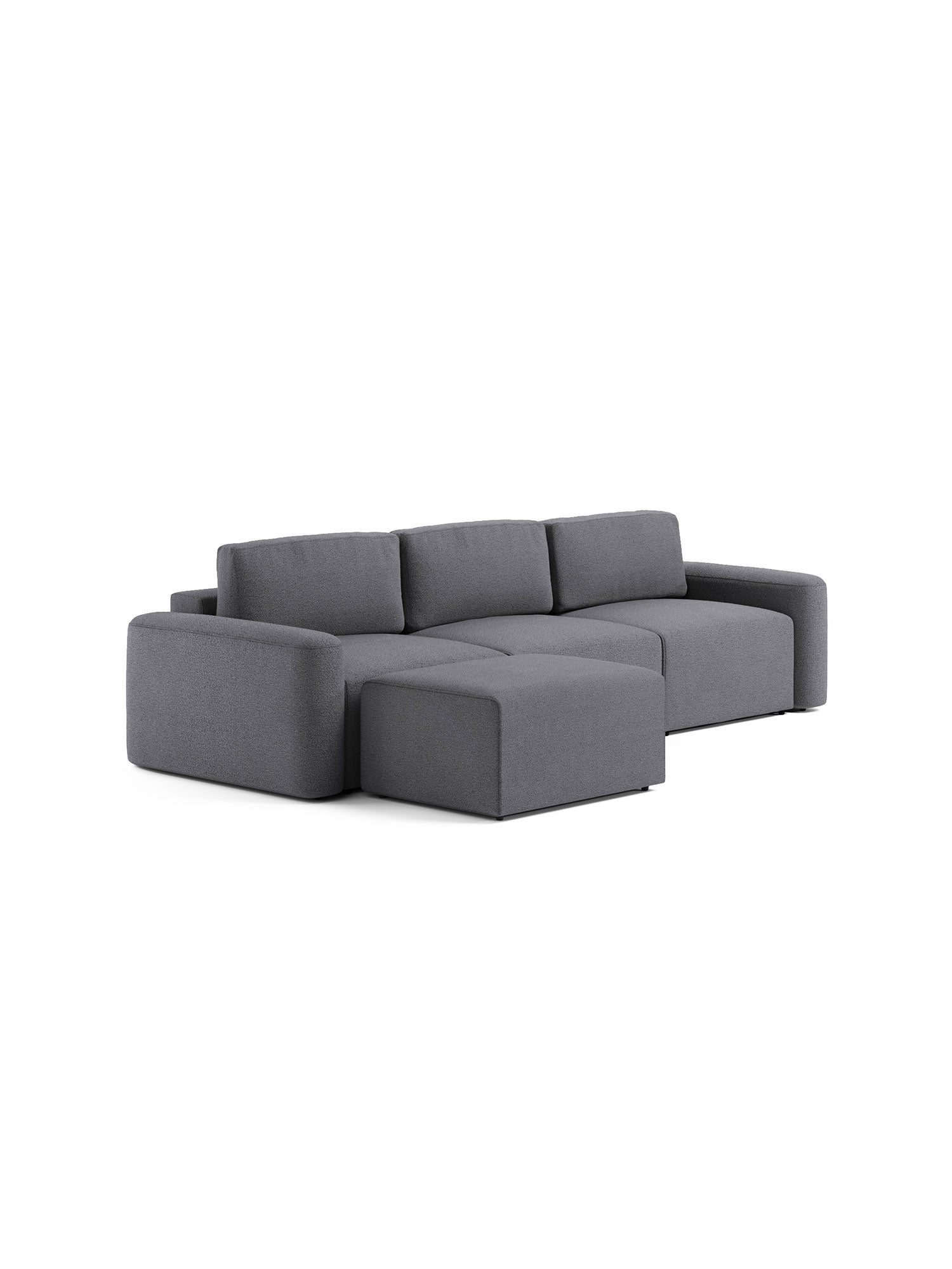 Loop Modular Sofa Bed 3 Seater with Pouf Teddy Grey