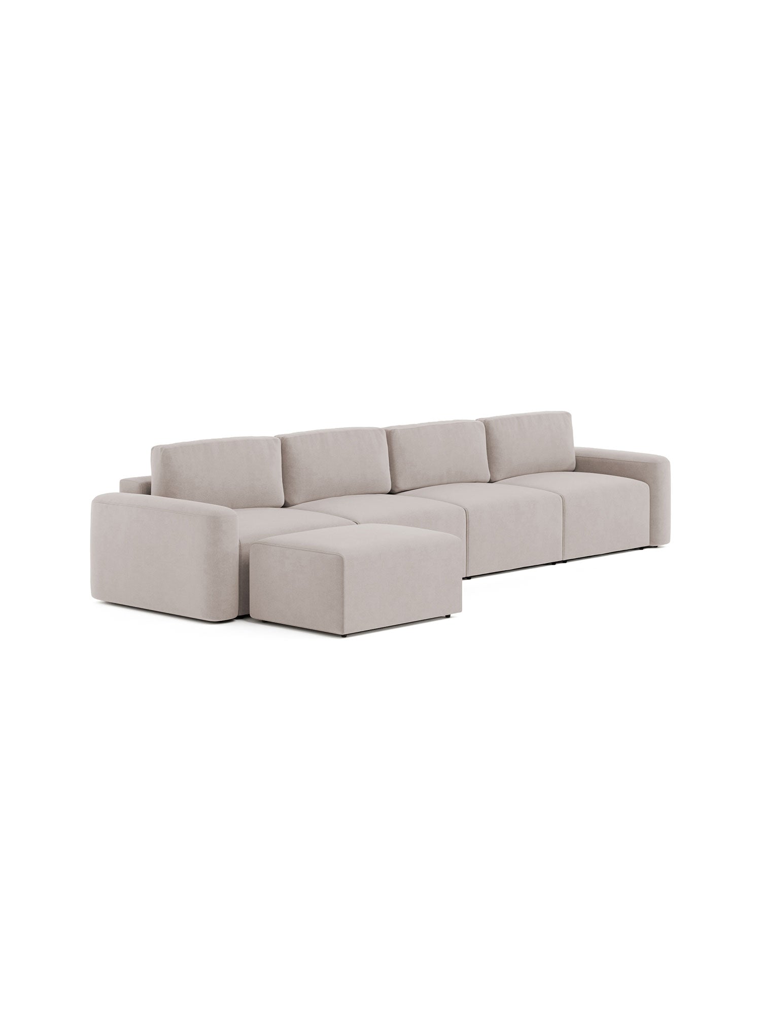 Loop Modular Sofa Bed 4 Seater with Pouf Blush Beige