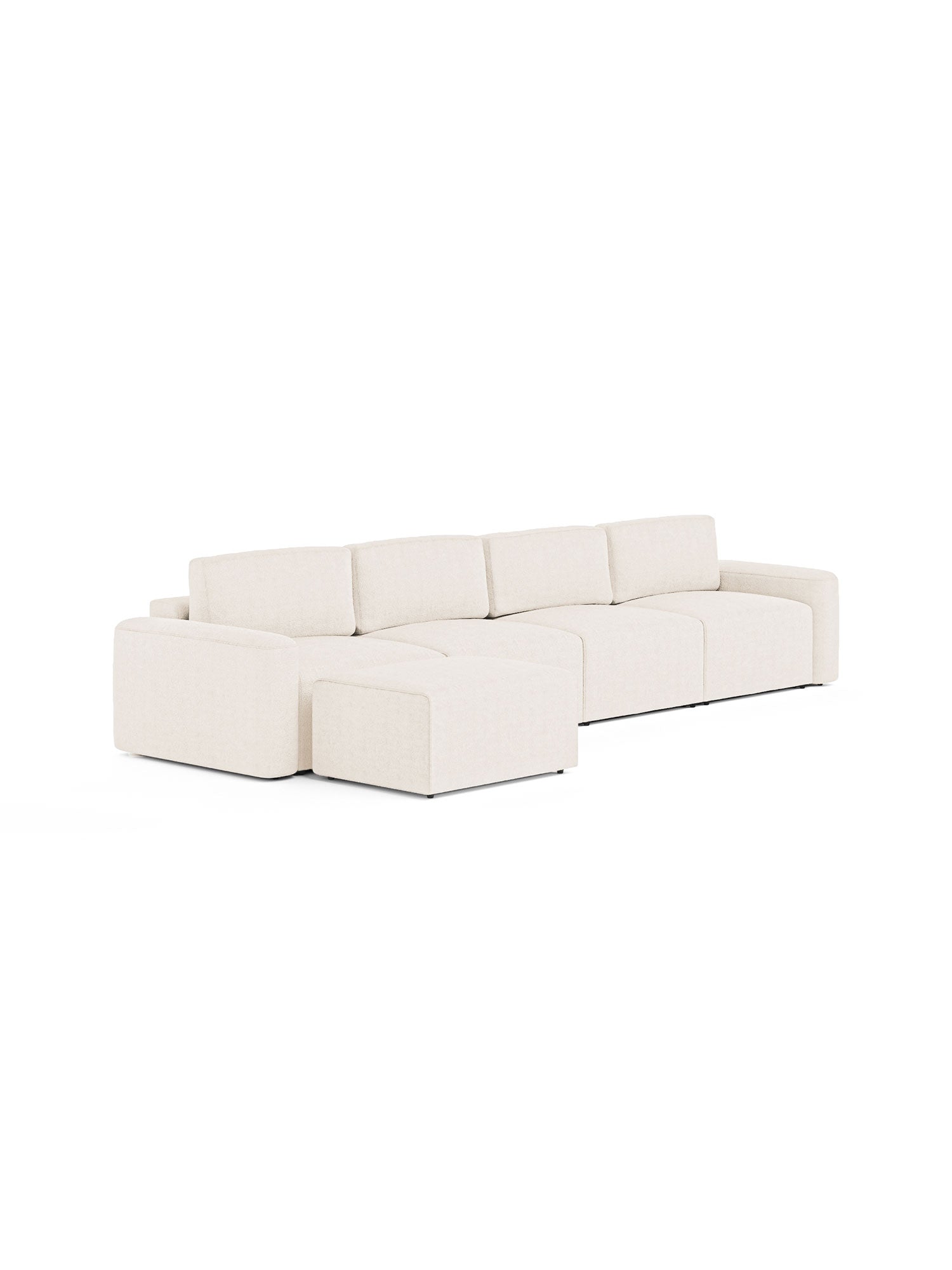 Loop Modular Sofa Bed 4 Seater with Pouf Teddy Cream