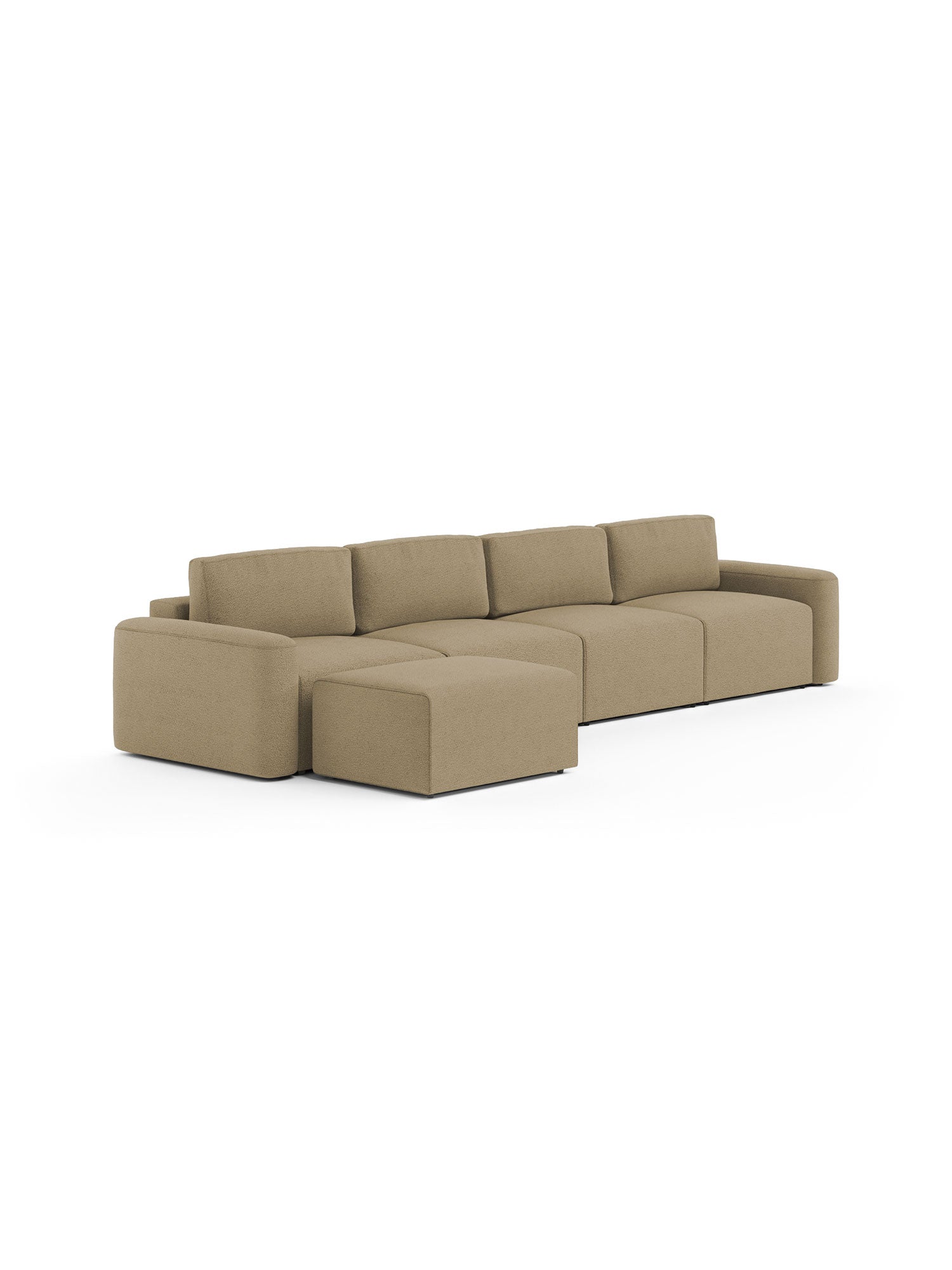 Loop Modular Sofa Bed 4 Seater with Pouf Teddy Green