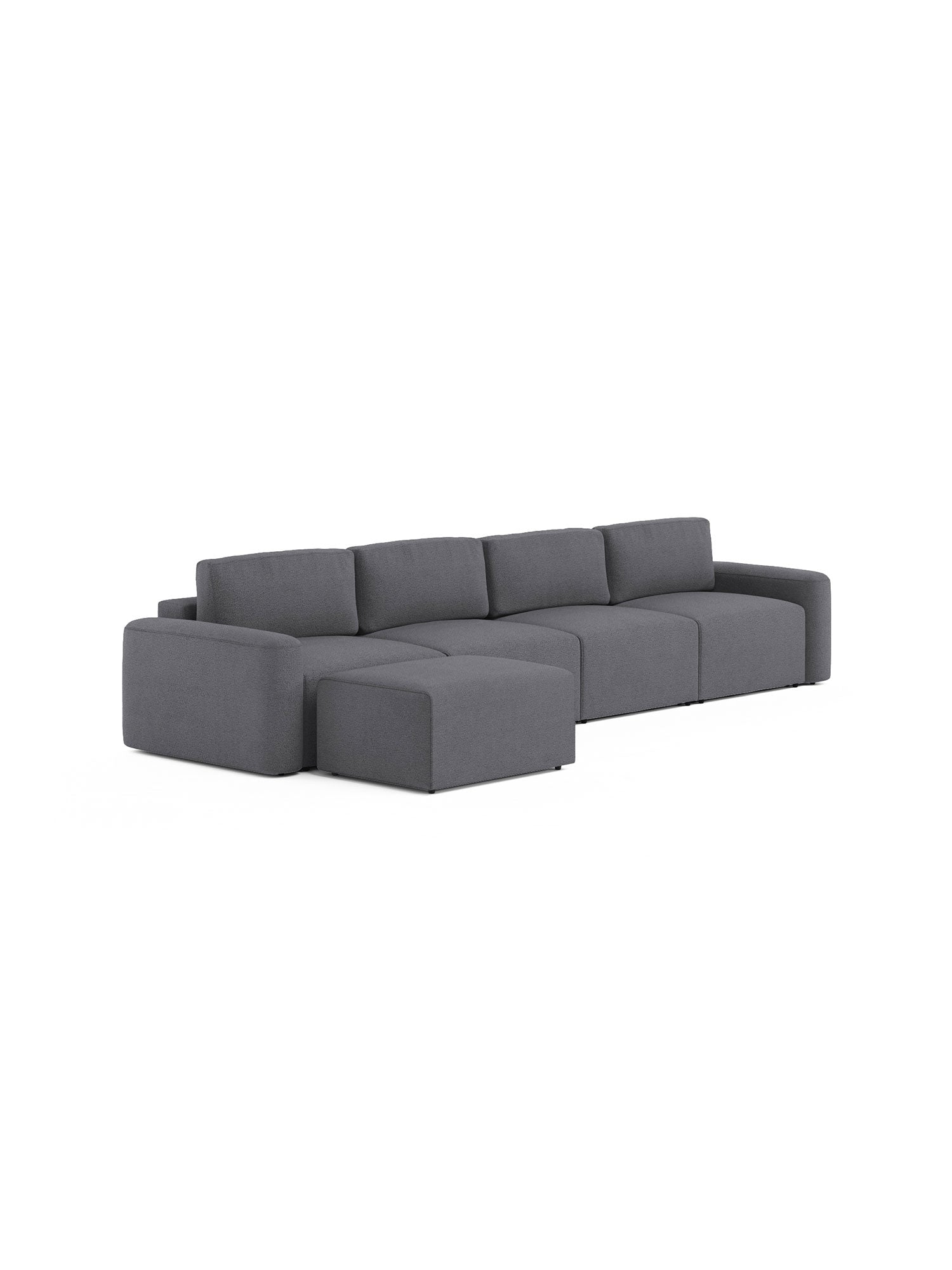 Loop Modular Sofa Bed 4 Seater with Pouf Teddy Grey