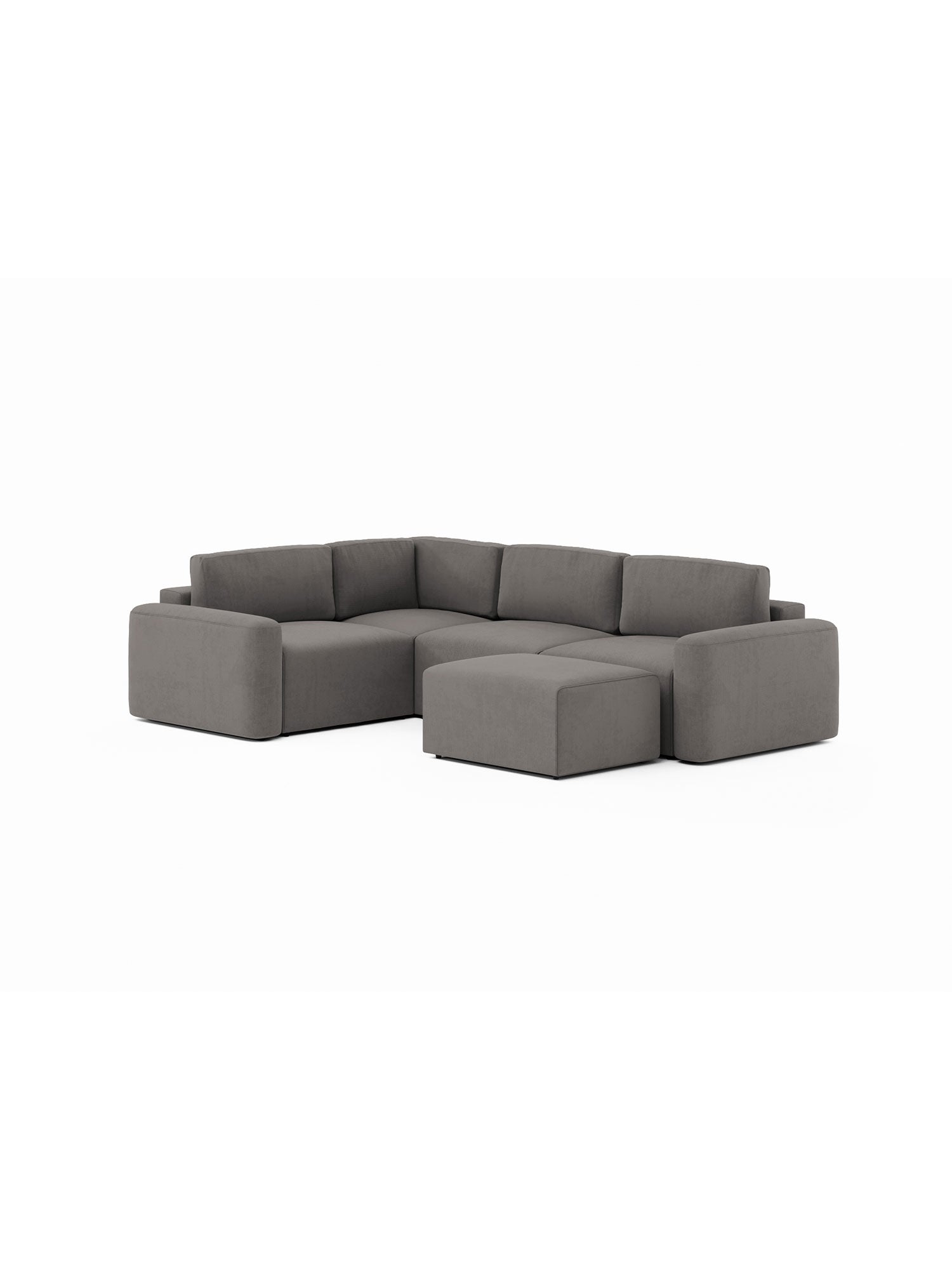 Loop Sectional Modular Sofa 2 Seater with Pouf Ashfall Grey 1