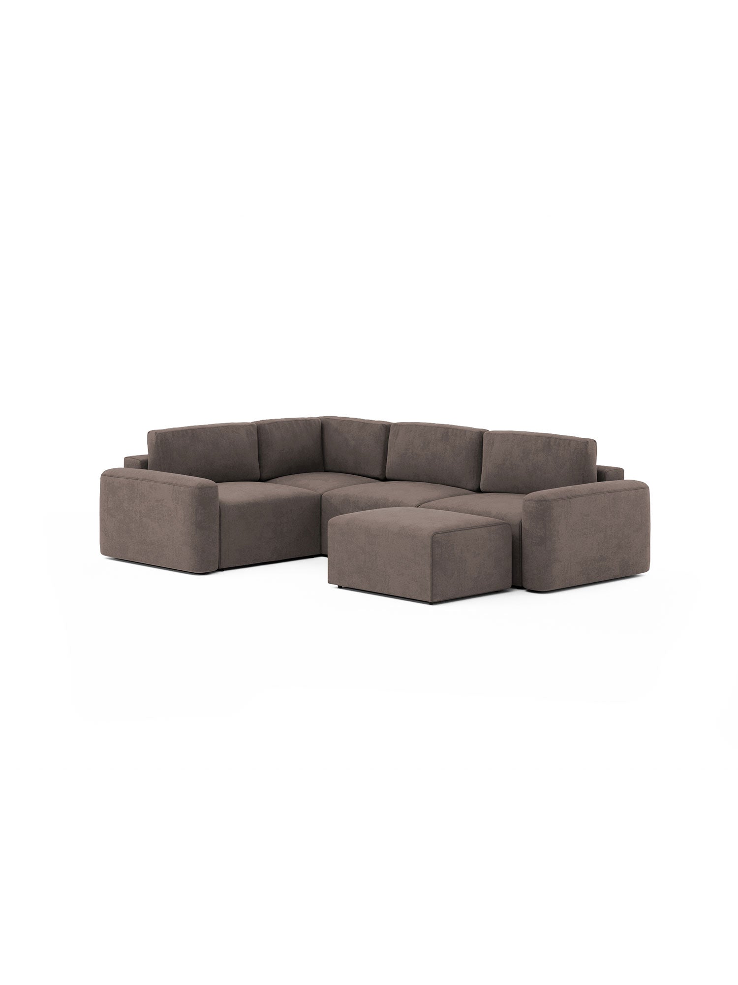 Loop Sectional Modular Sofa Bed 2 Seater with Pouf Espresso1