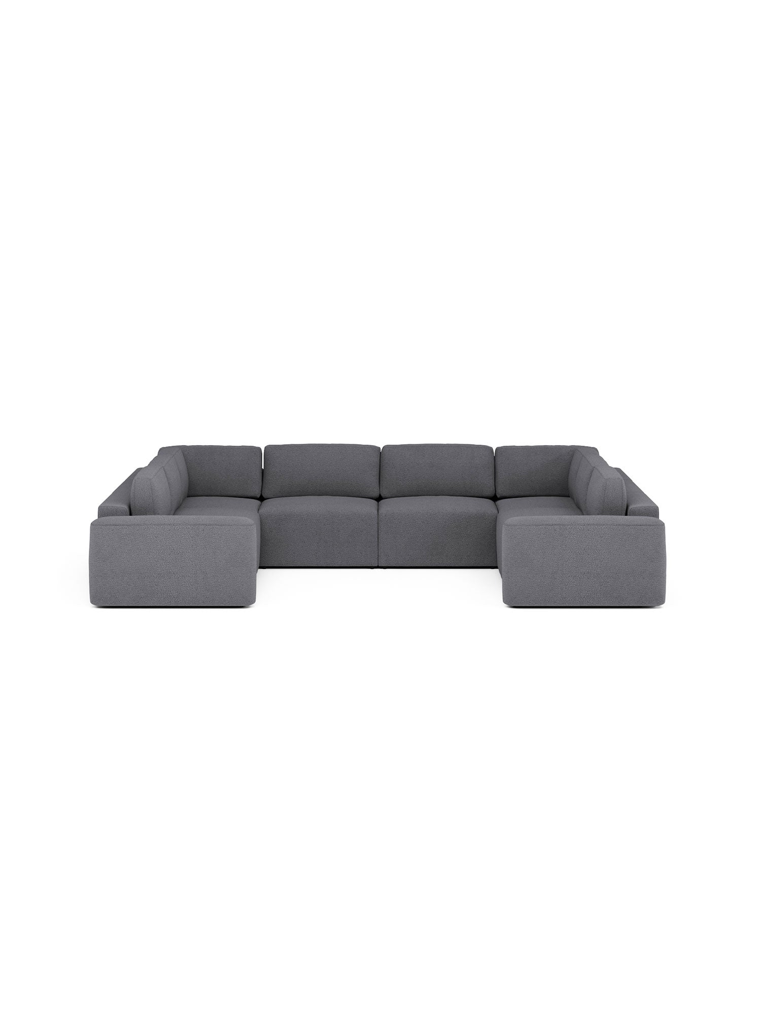 Loop U Shaped Sectional Modular Sofa Bed Teddy Grey