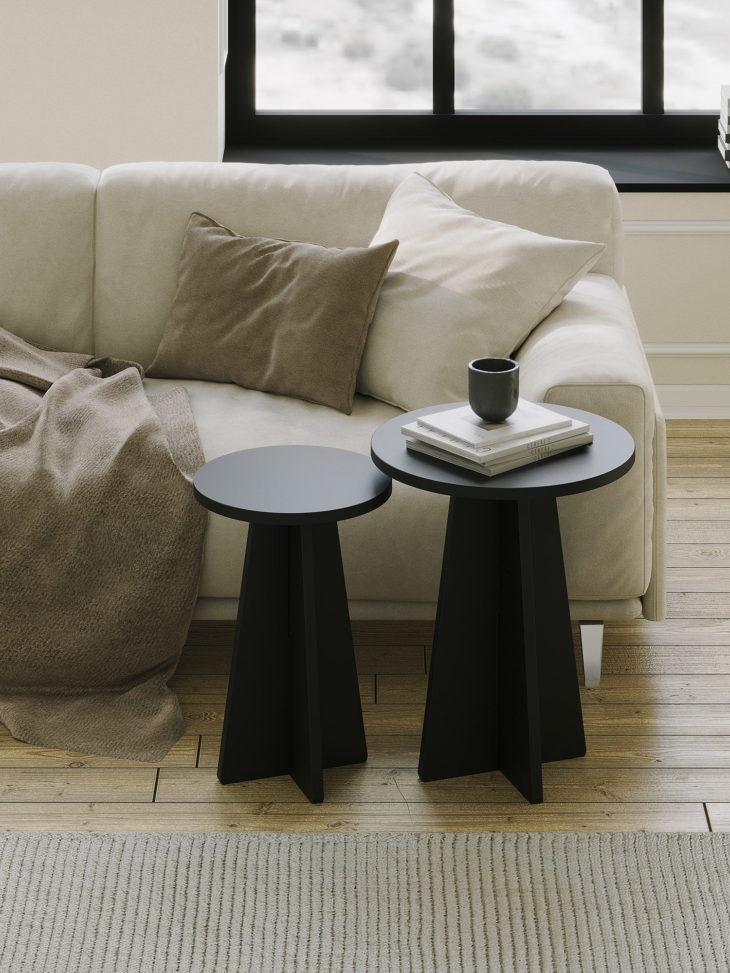 Mushroom 2pcs Side Table Black1