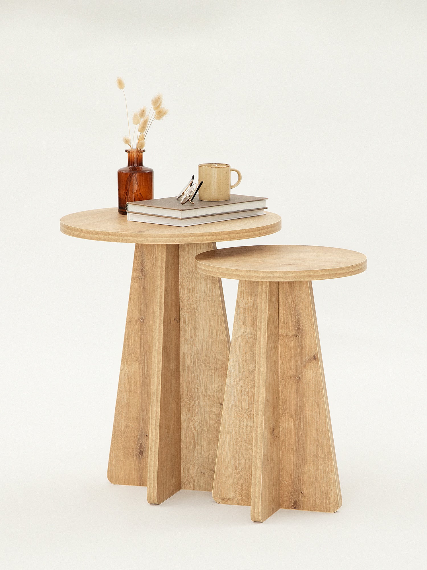 Mushroom 2pcs Side Table Oak