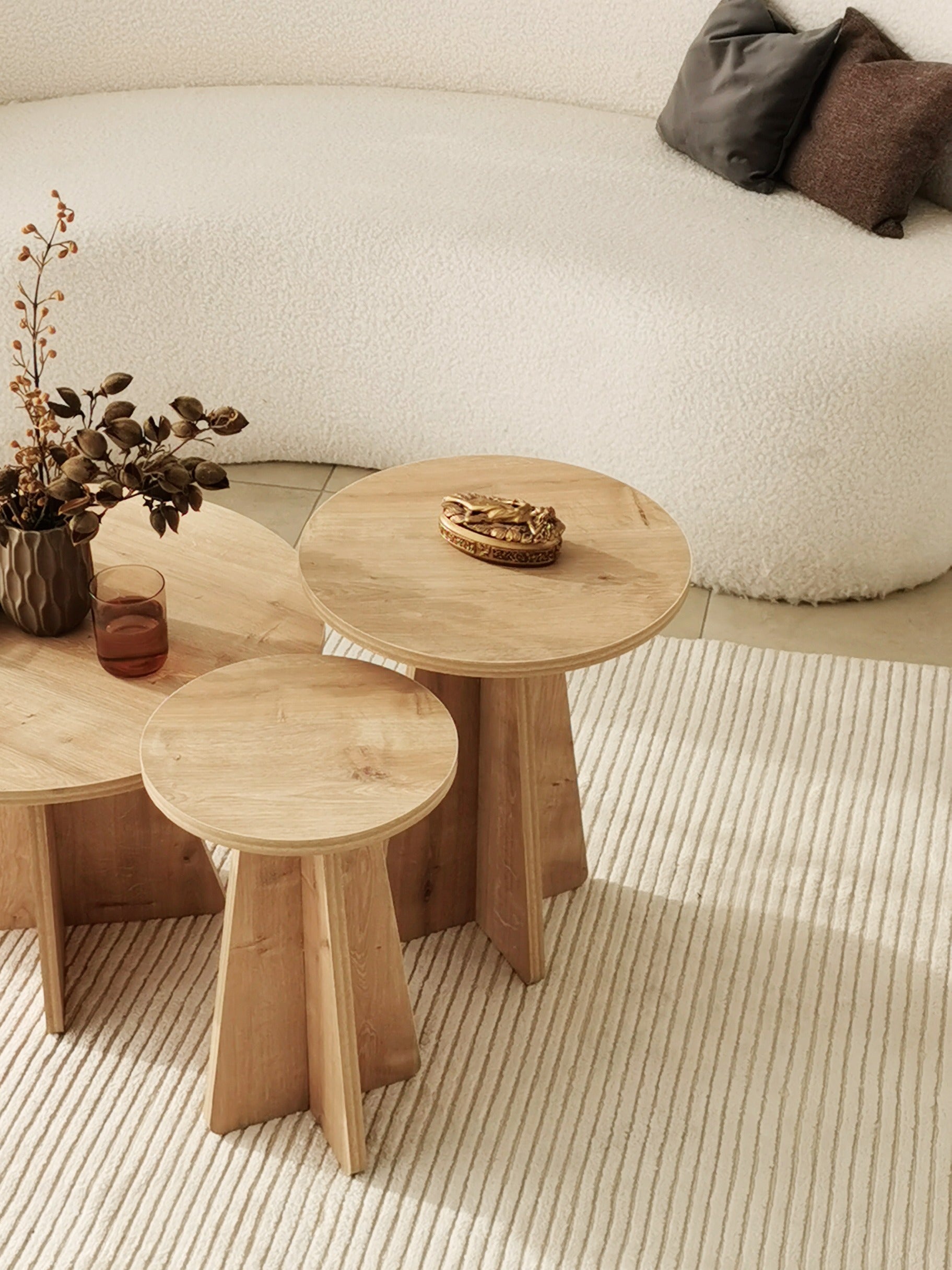 Mushroom 2pcs Side Table Oak6