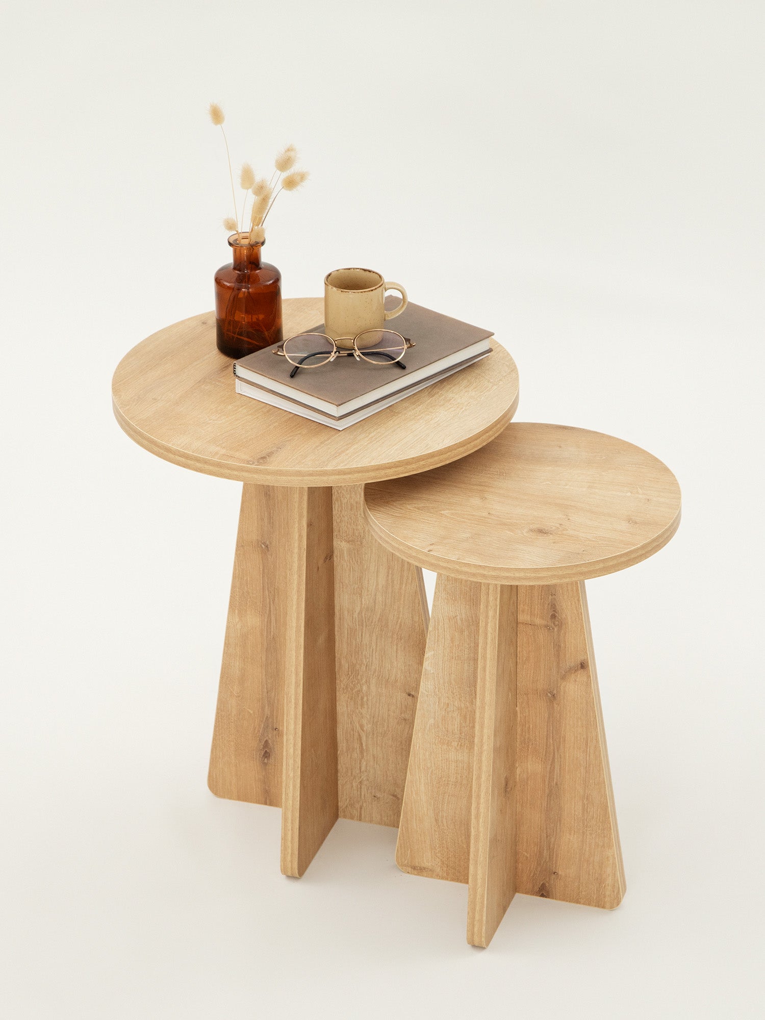 Mushroom 2pcs Side Table Oak7