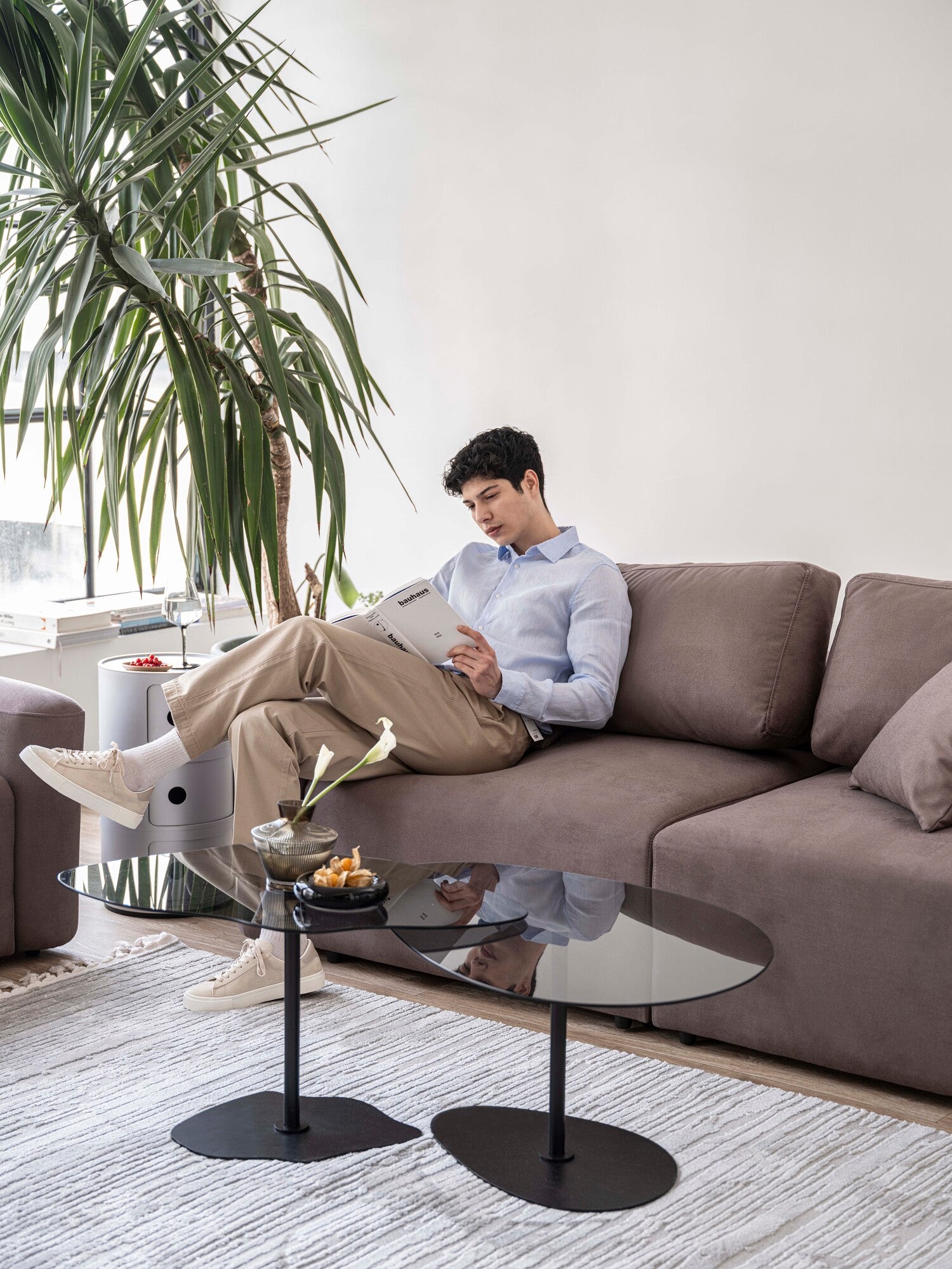 Nest Modular Sofa 2 Seater with Pouf Ashfall Grey5