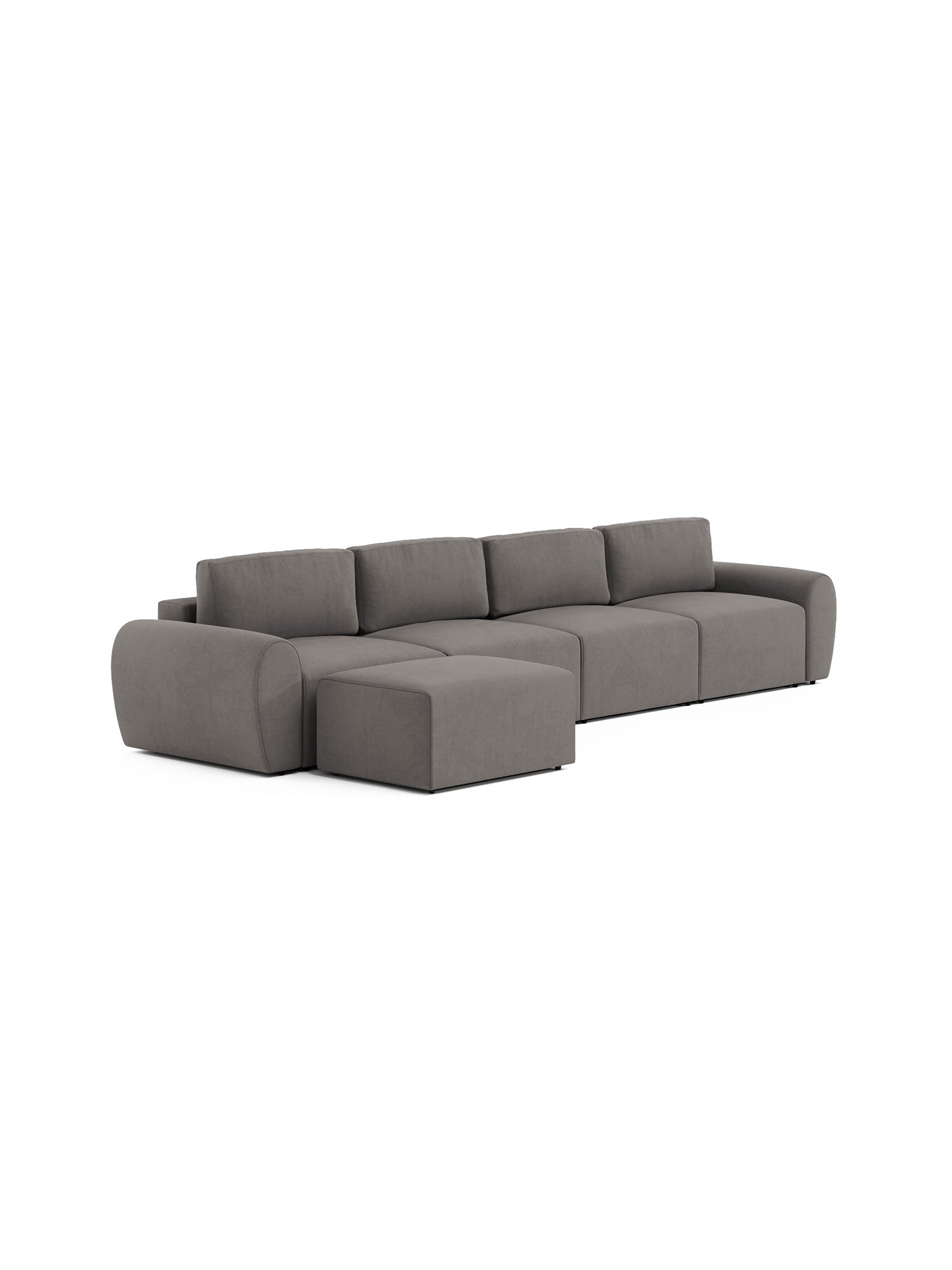 Nest Modular Sofa 4 Seater with Pouf Ashfall Grey