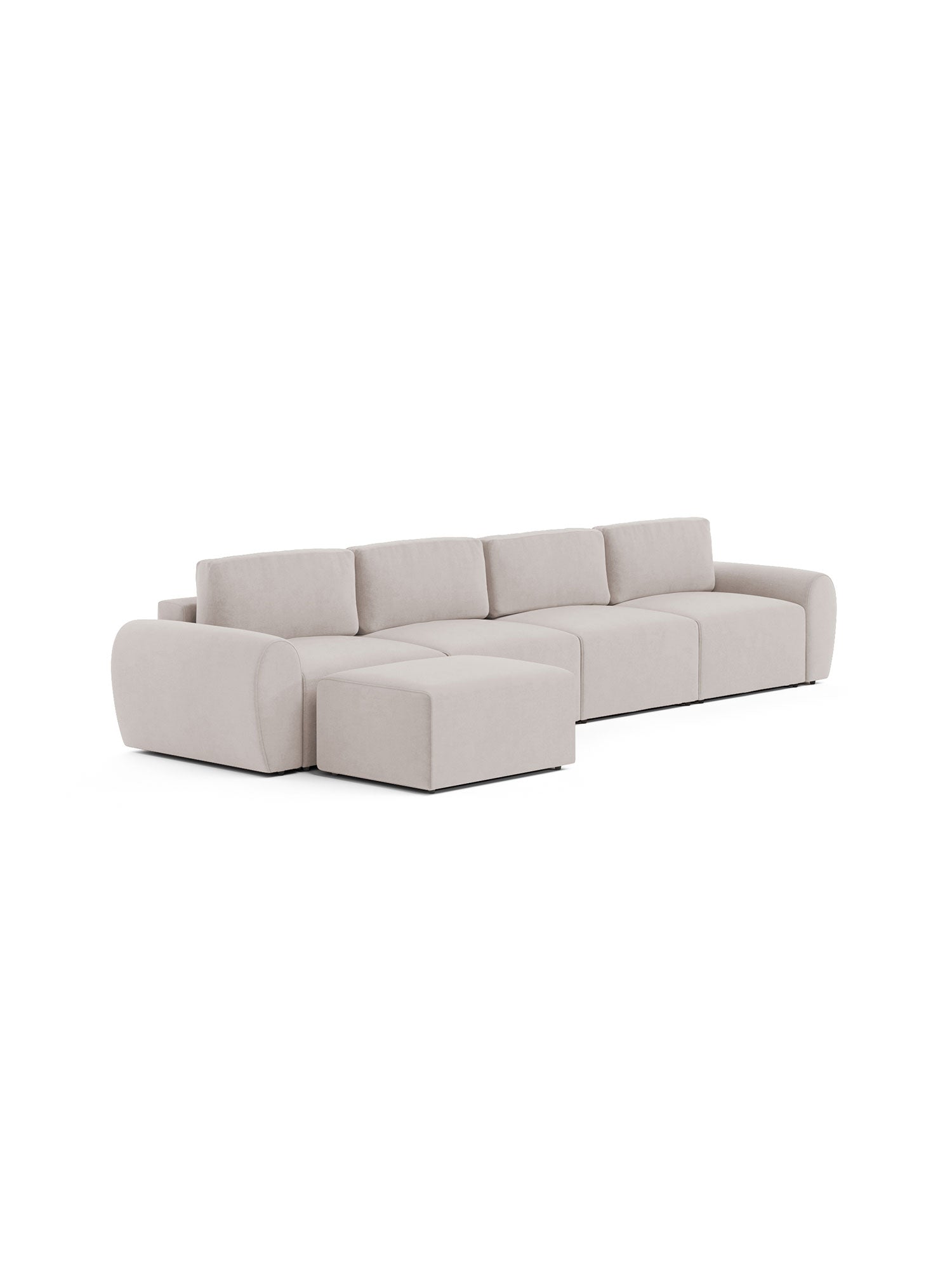 Nest Modular Sofa 4 Seater with Pouf Blush Beige