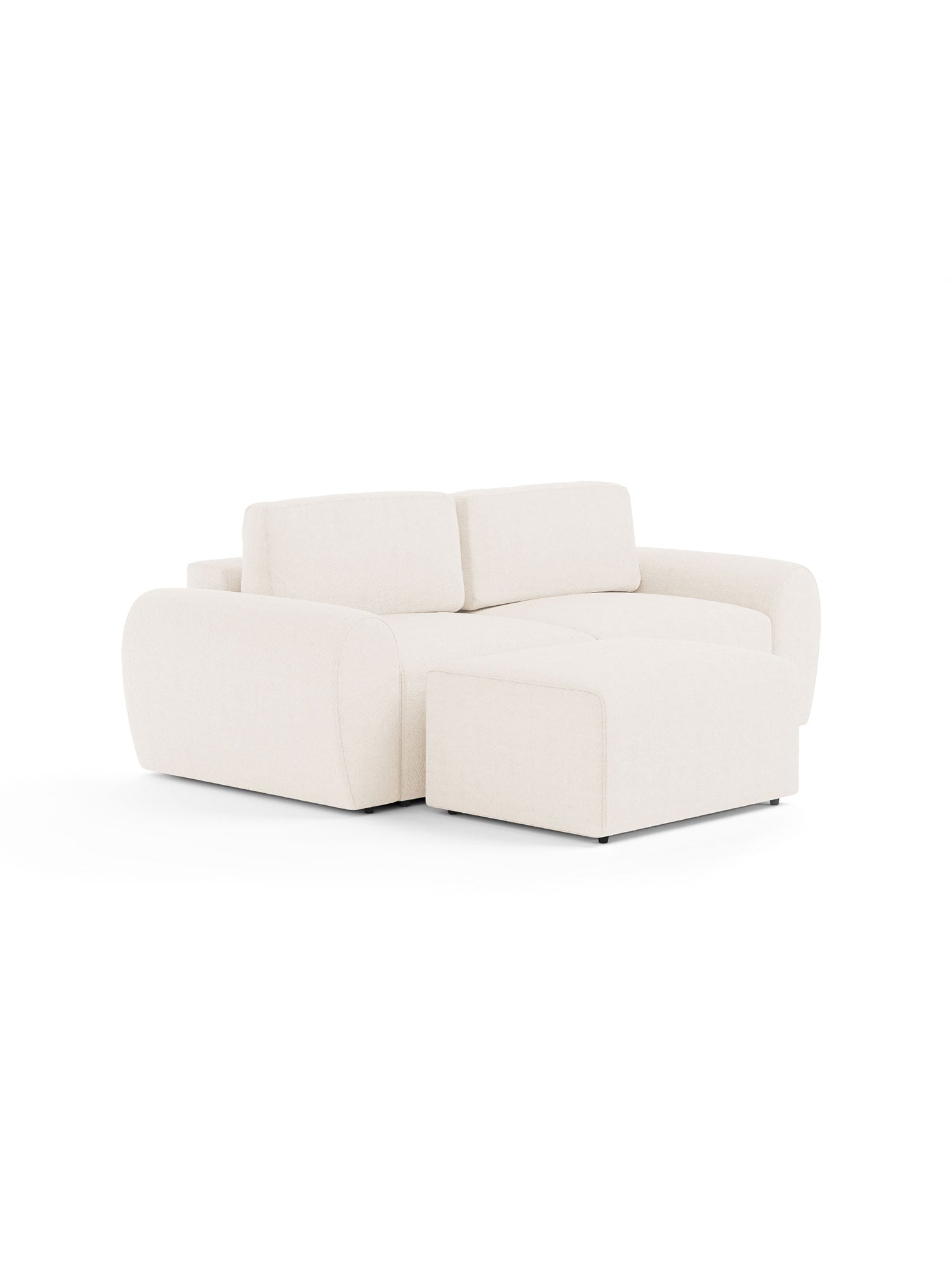 Nest Modular Sofa Bed 2 Seater with Pouf Teddy Cream
