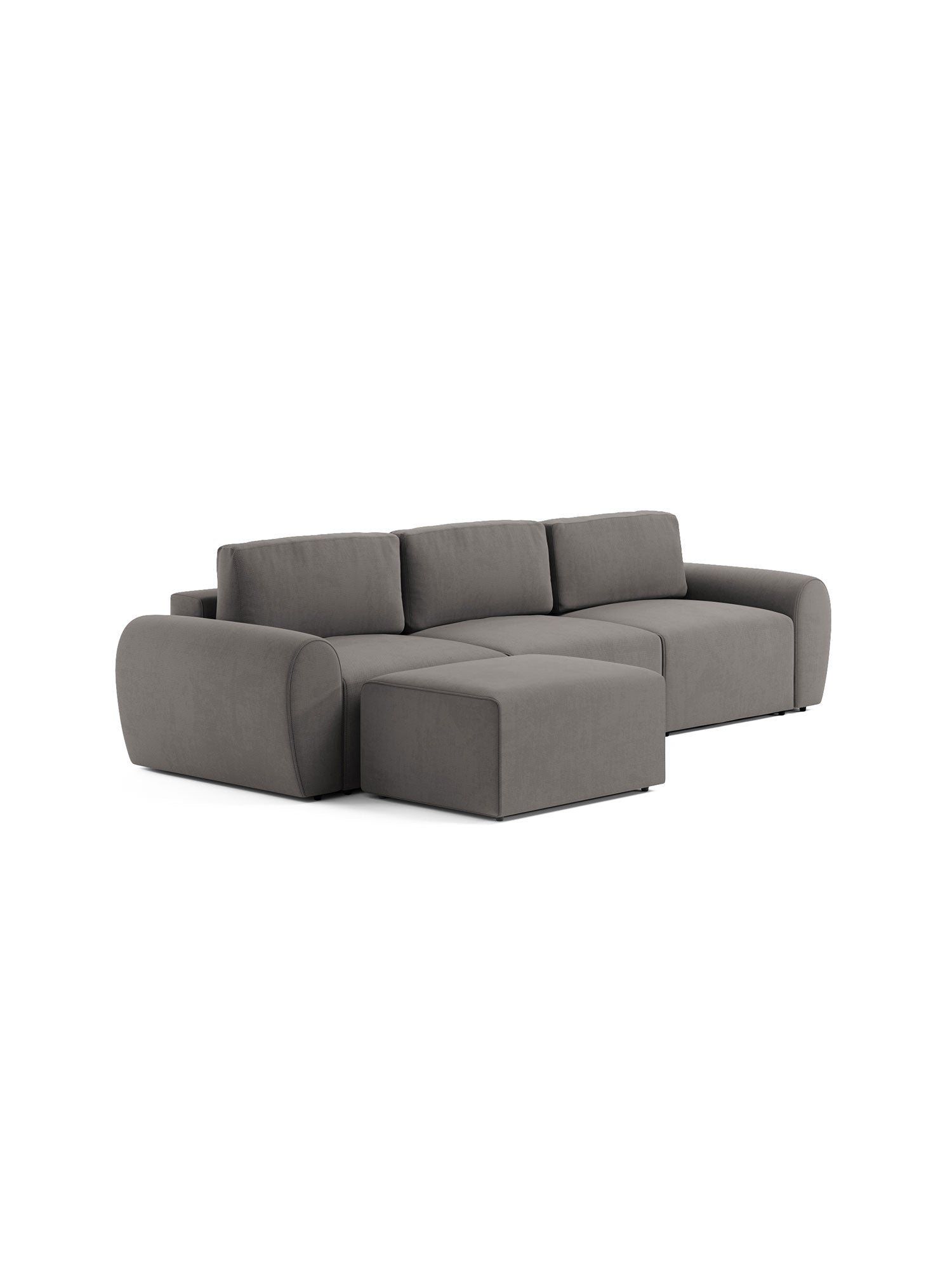 Nest Modular Sofa Bed 3 Seater with Pouf Ashfall Grey