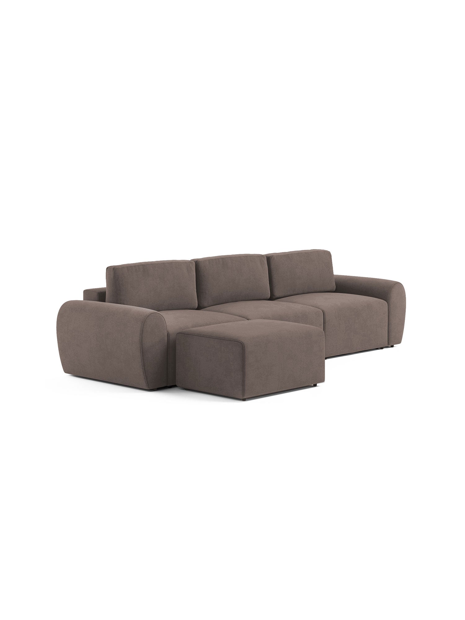 Nest Modular Sofa Bed 3 Seater with Pouf Espresso