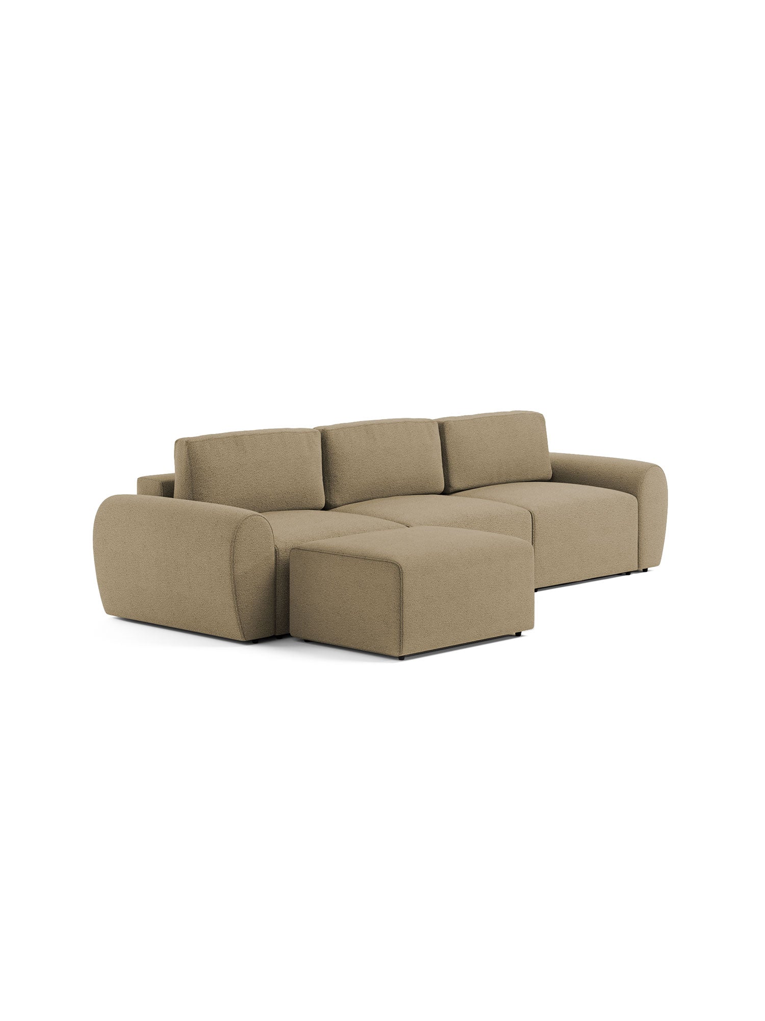 Nest Modular Sofa Bed 3 Seater with Pouf Olive Green