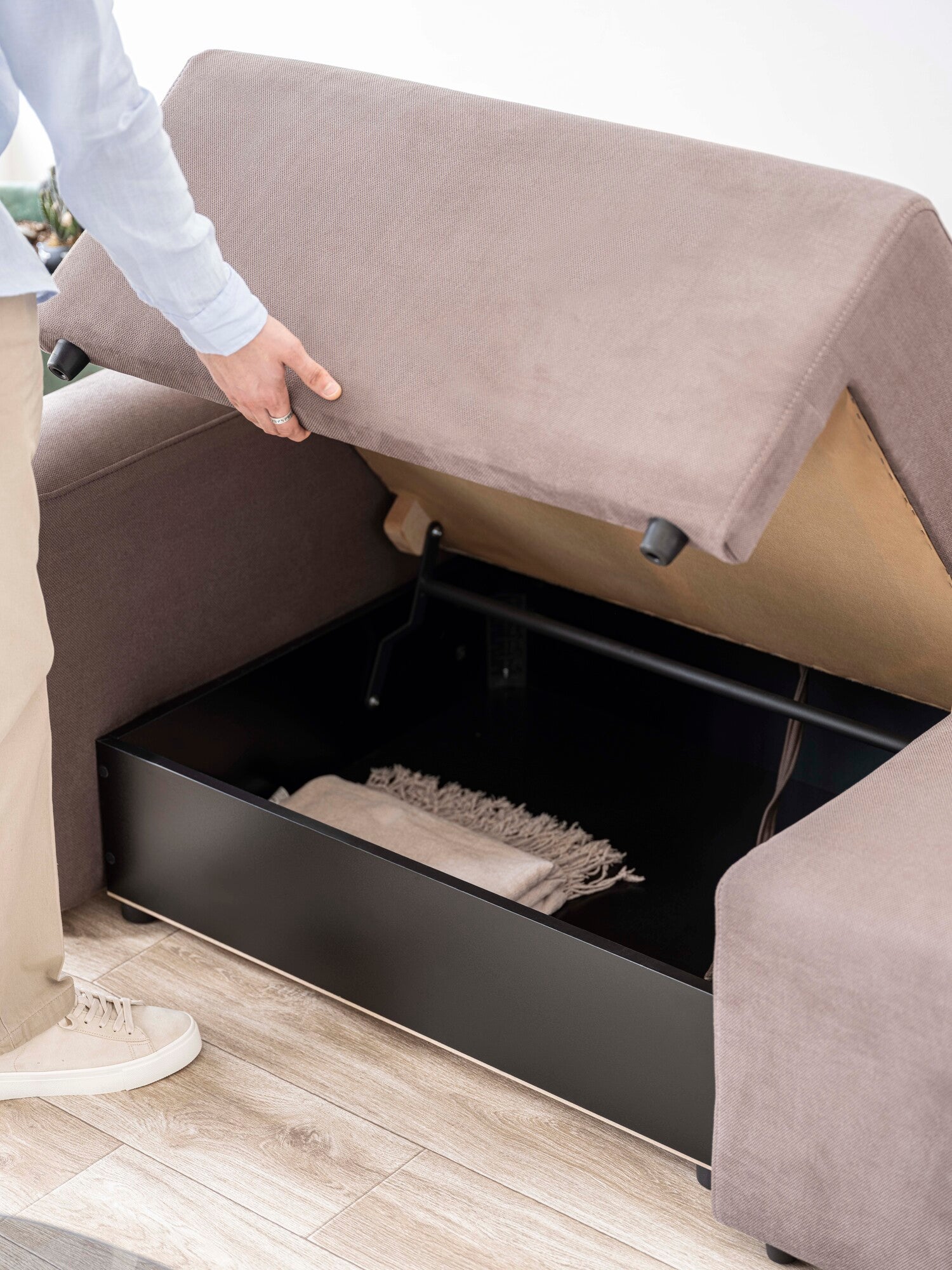 Nest Modular Sofa Bed 3 Seater with Pouf Teddy Cream6