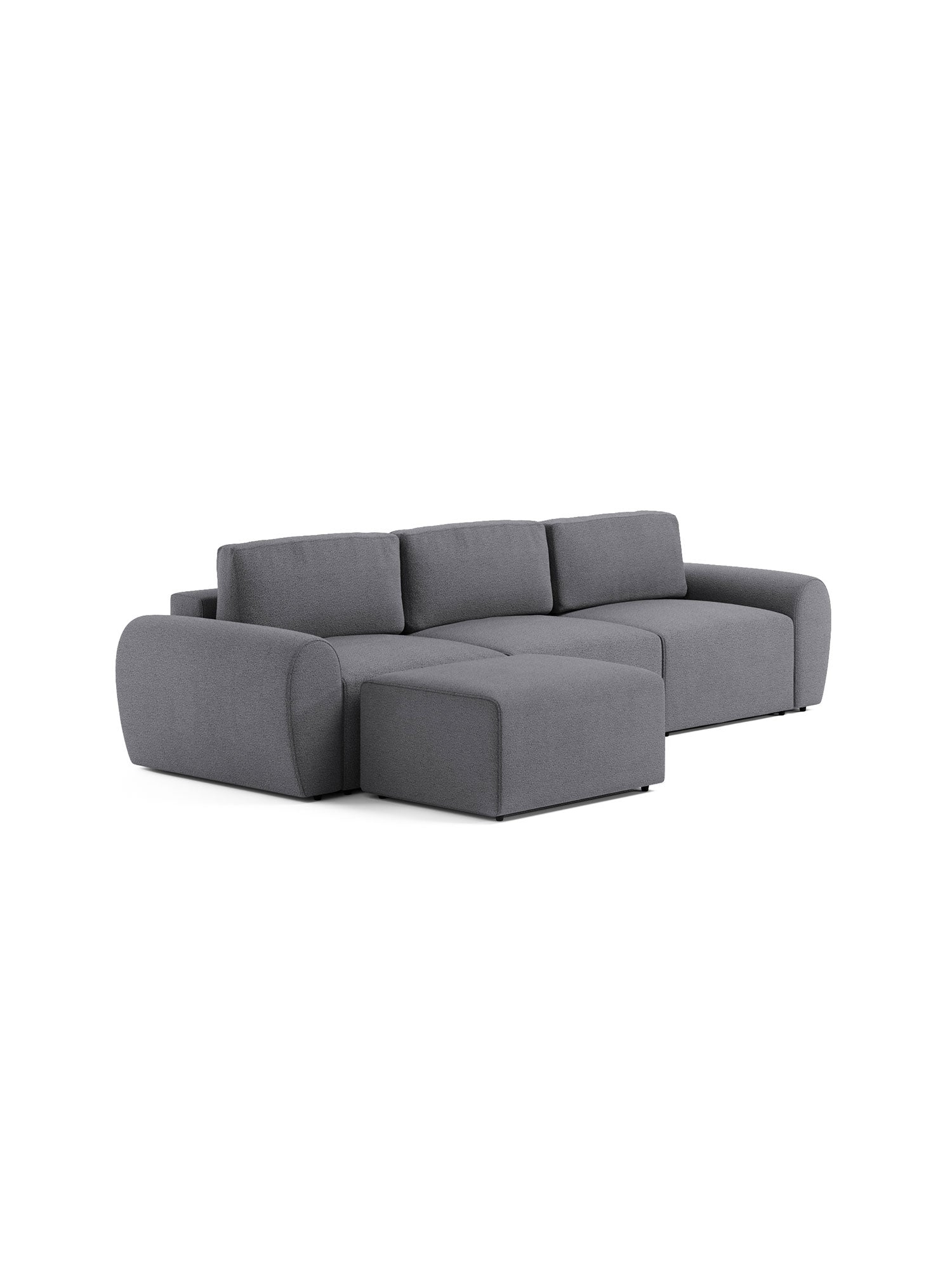 Nest Modular Sofa Bed 3 Seater with Pouf Teddy Grey