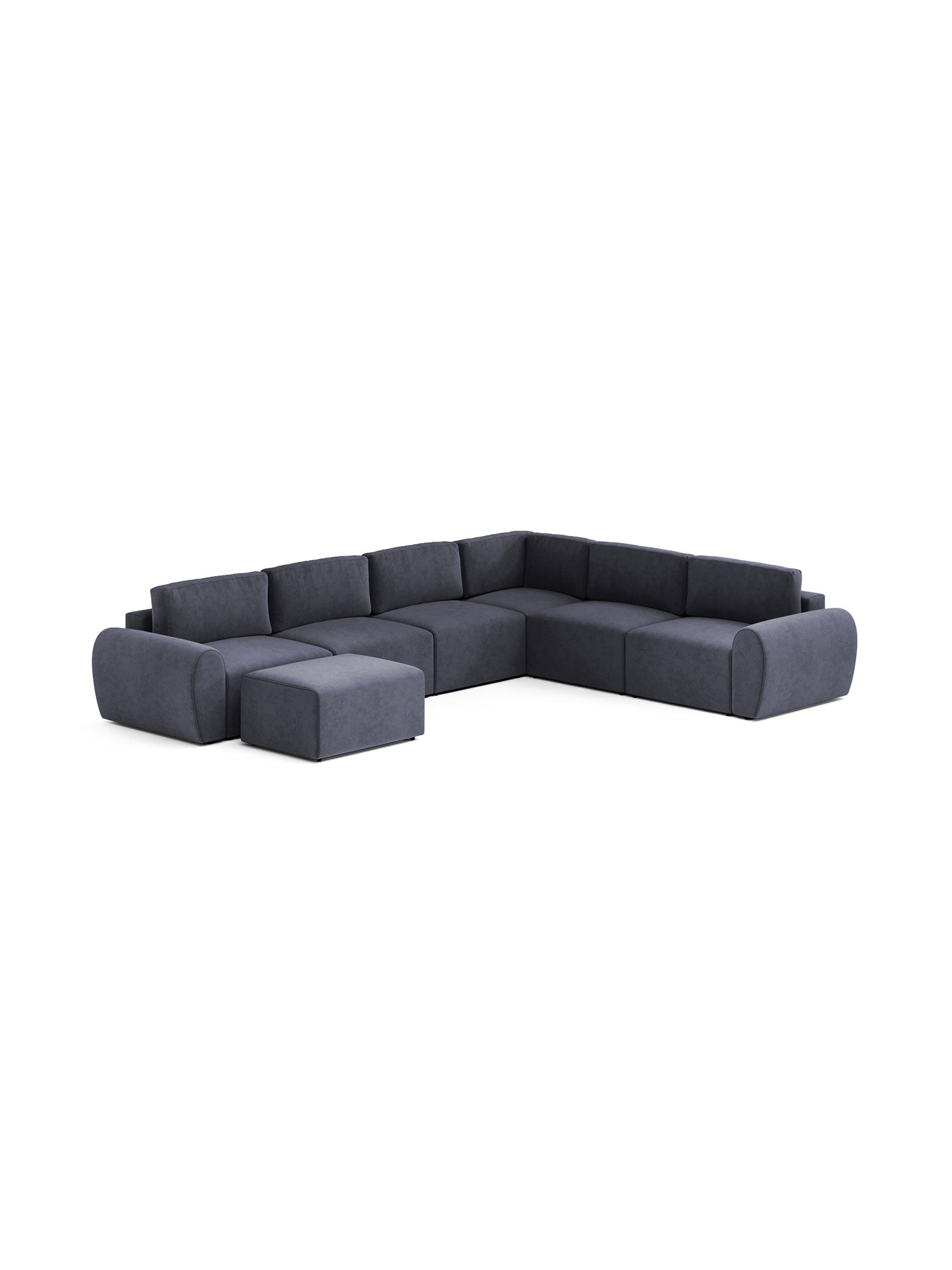 Nest Sectional Modular Sofa 3 Seater with Pouf Shadow Navy