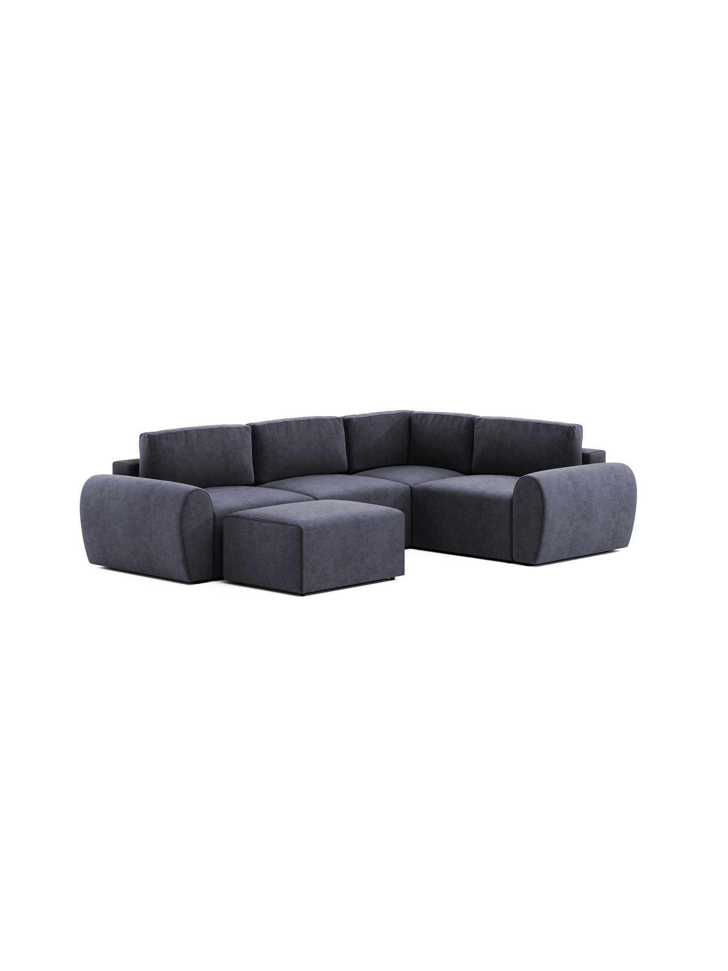 Nest Sectional Modular Sofa Bed 2 Seater with Pouf Shadow Navy