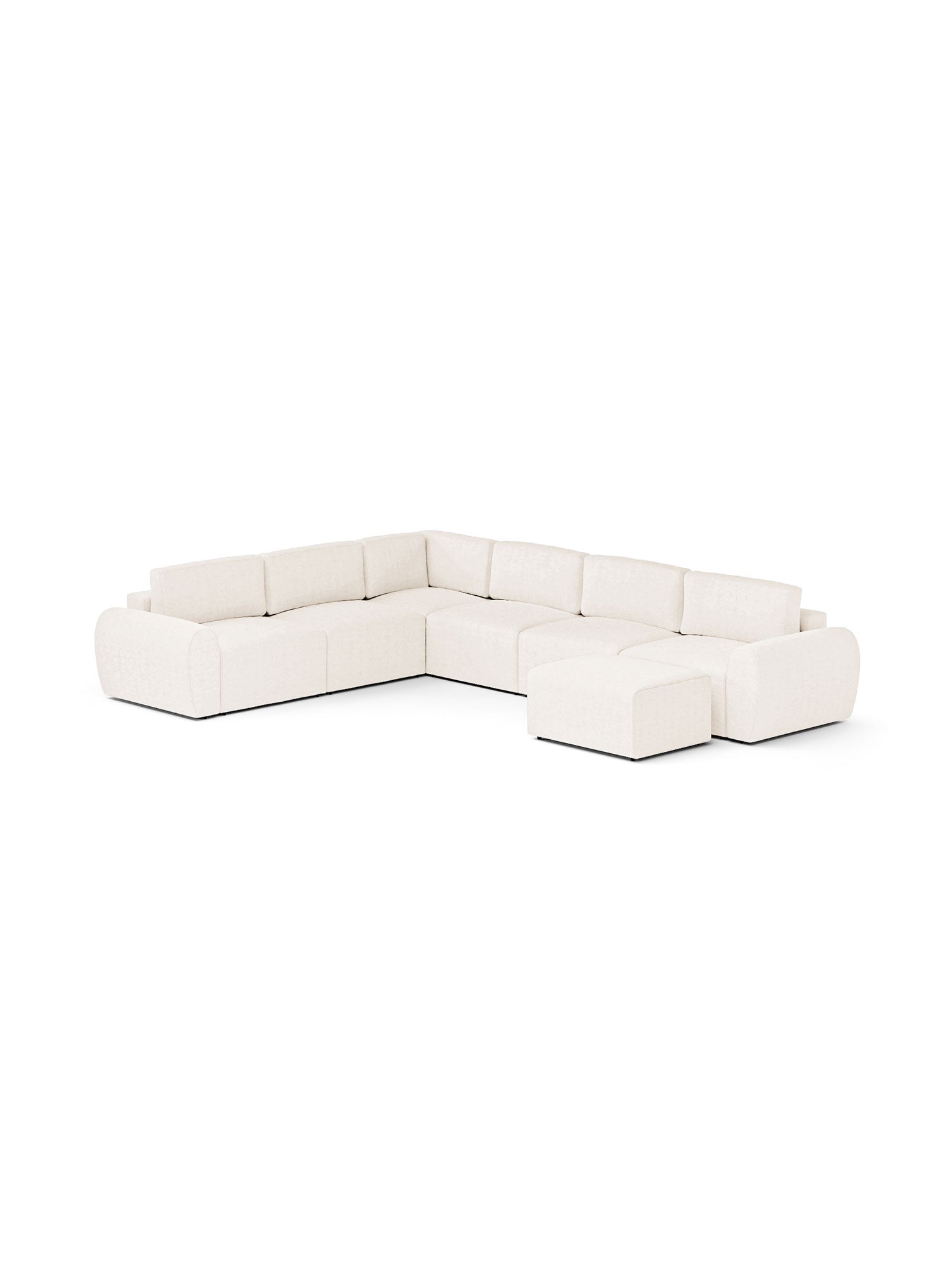Nest Sectional Modular Sofa Bed 3 Seater with Pouf Teddy Cream 1