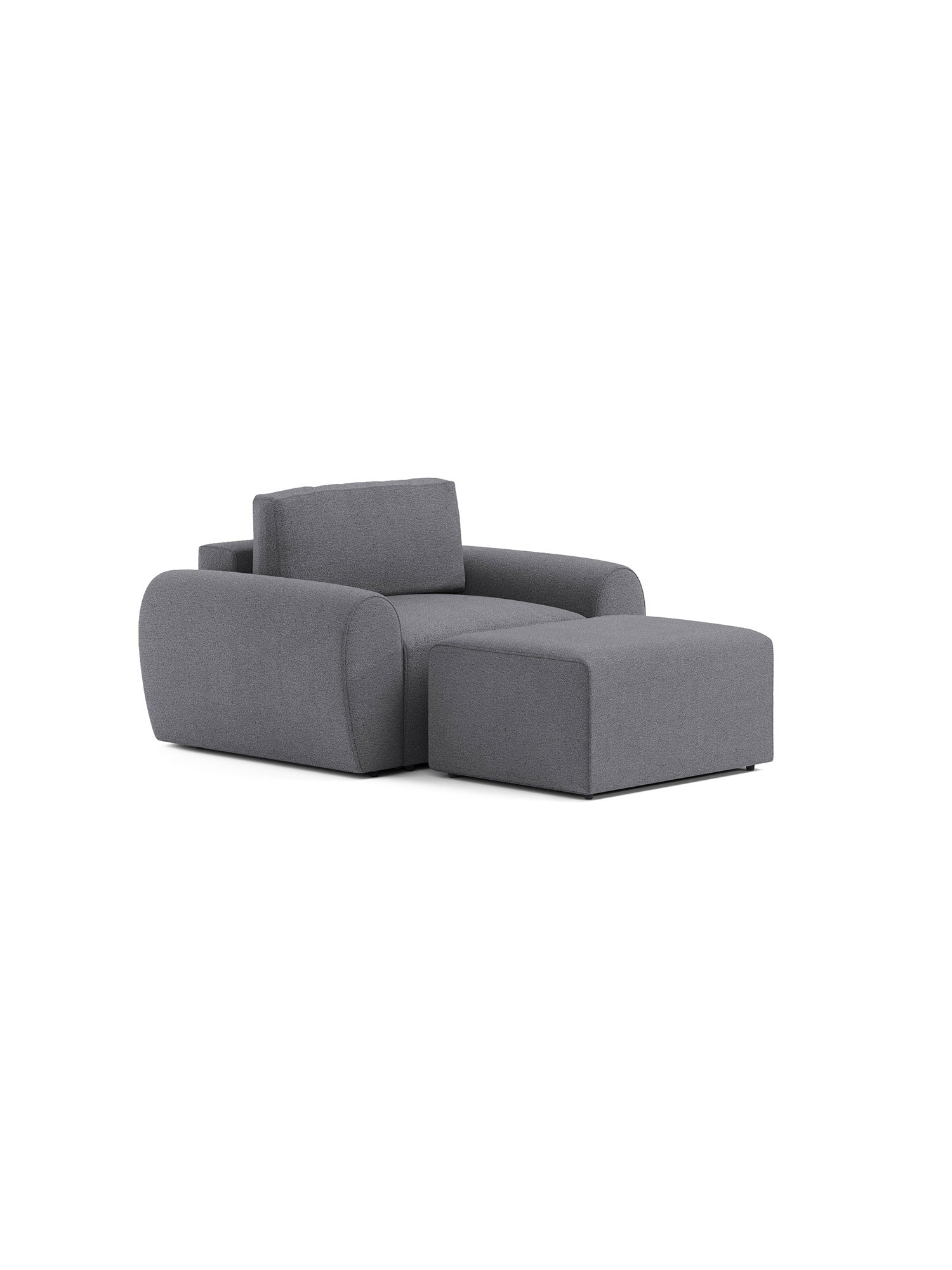 Nest Sleeper Armchair with Pouf Teddy Grey