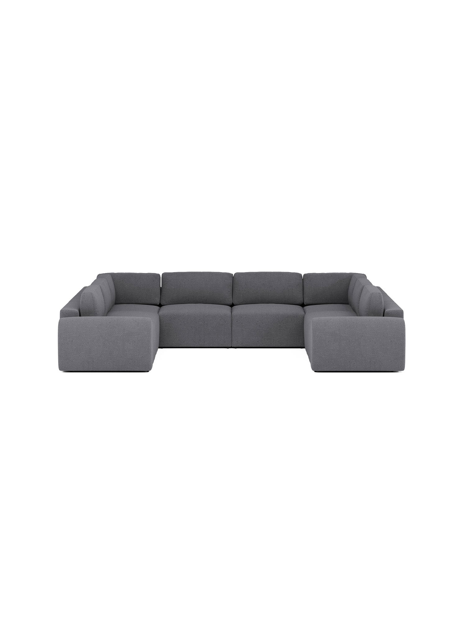 Nest U Shaped Sectional Modular Sofa Bed Teddy Grey
