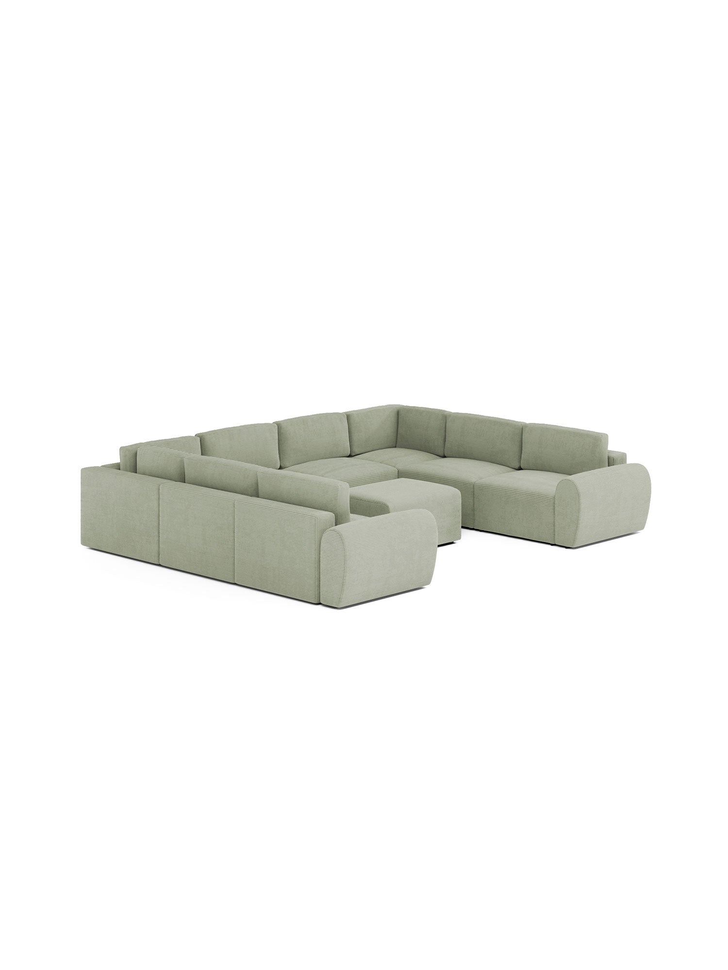 Nest U Shaped Sectional Modular Sofa Bed with Pouf Mintshade