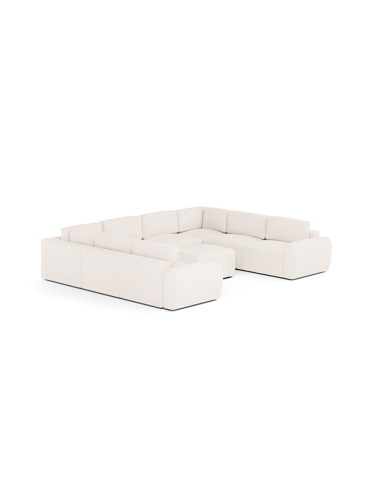Nest U Shaped Sectional Modular Sofa Bed with Pouf Teddy Cream 1