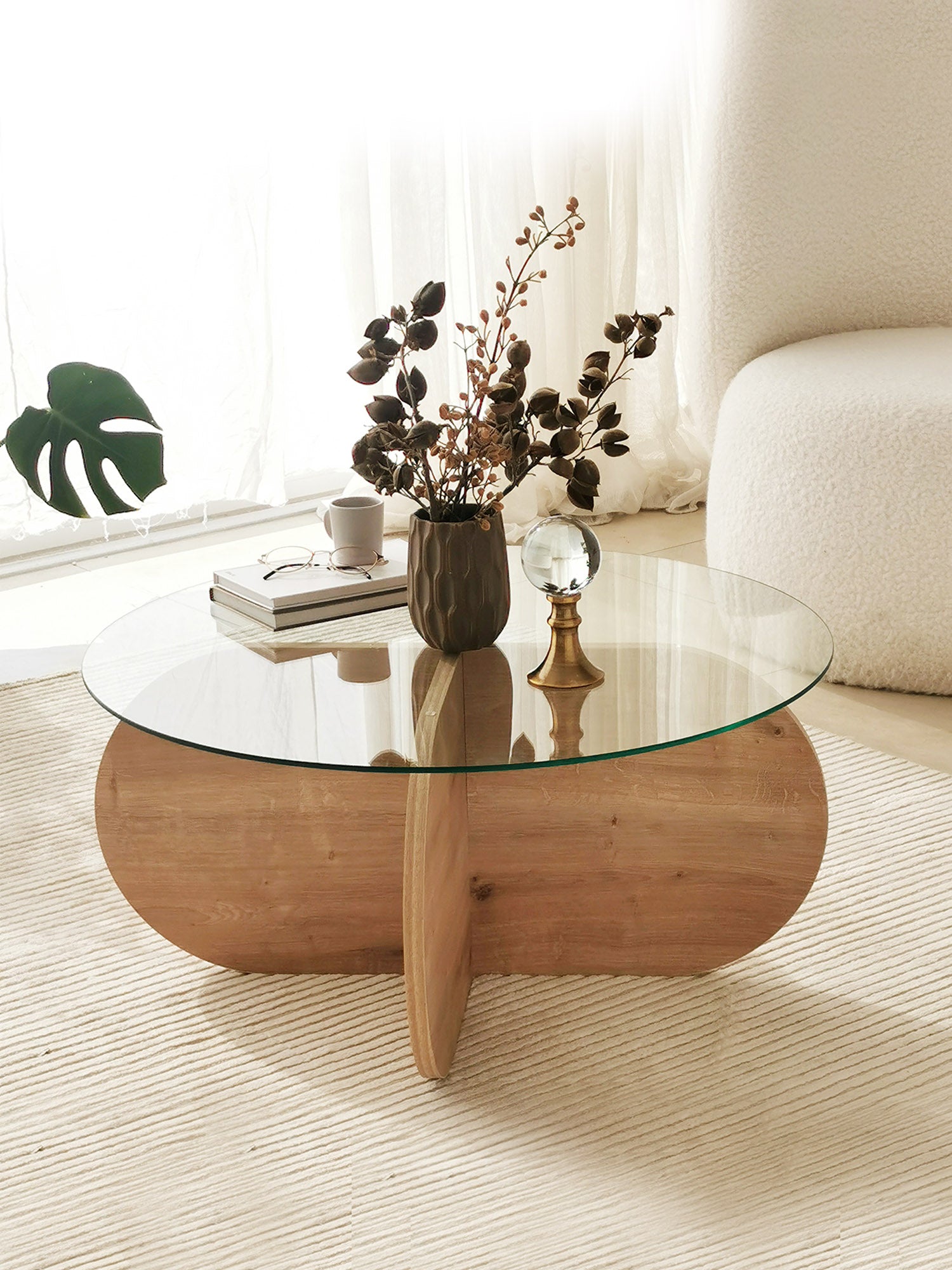 Bubble Coffee Table  Clear Glass - Oak4