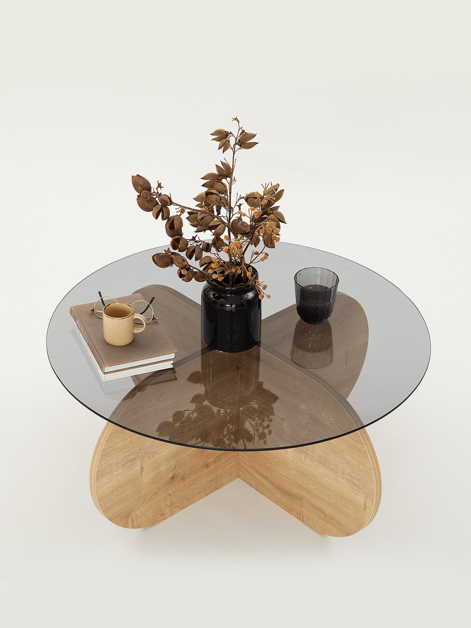 Bubble Coffee Table  Smoked Glass - Oak10