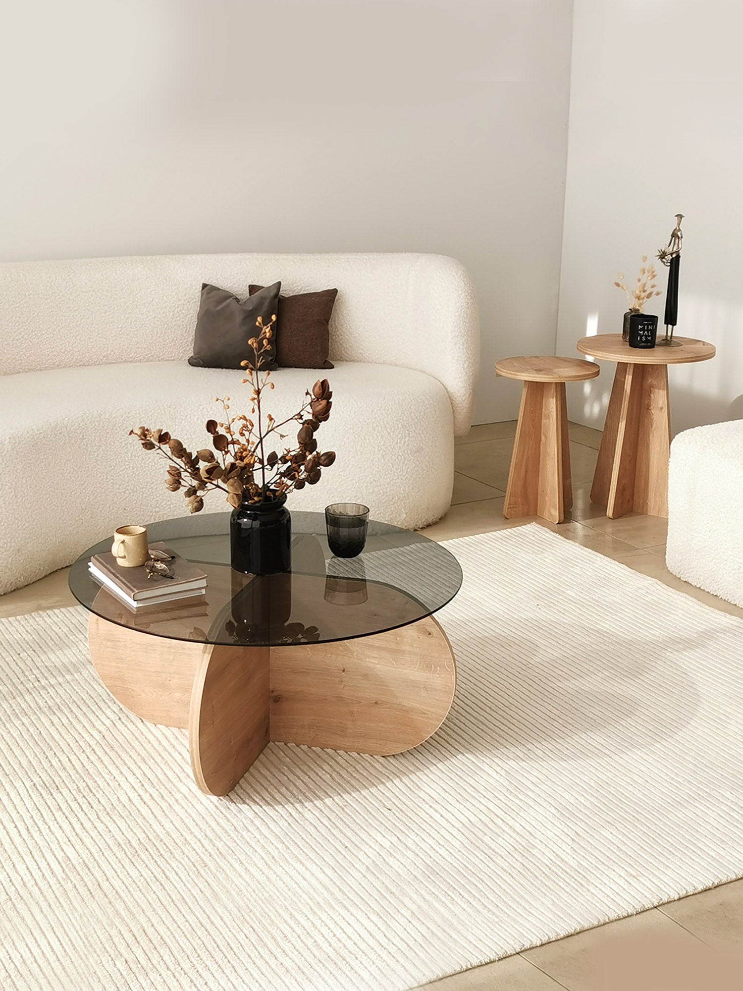 Bubble Coffee Table  Smoked Glass - Oak11