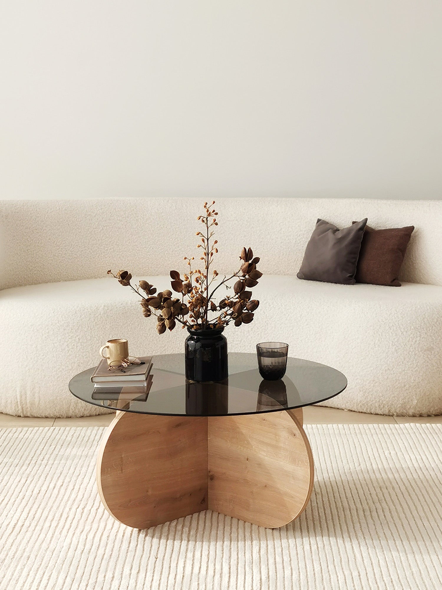 Bubble Coffee Table  Smoked Glass - Oak3